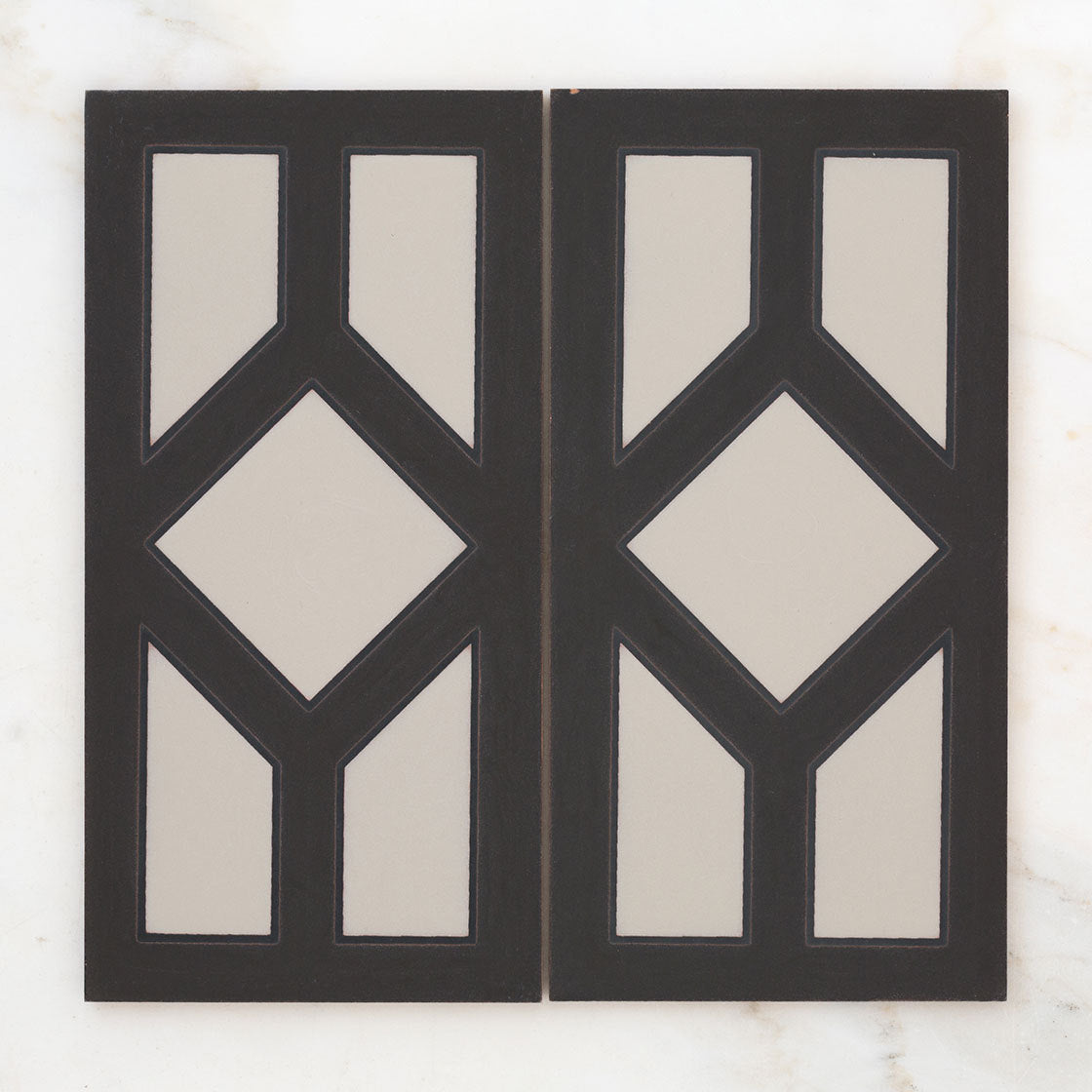 6x12 Handpainted Tile Chicago in Black Motif
