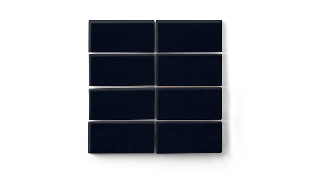 2x4 Straight Set Sheeted Original Ceramic Mosaic Tile in Navy Blue Gloss