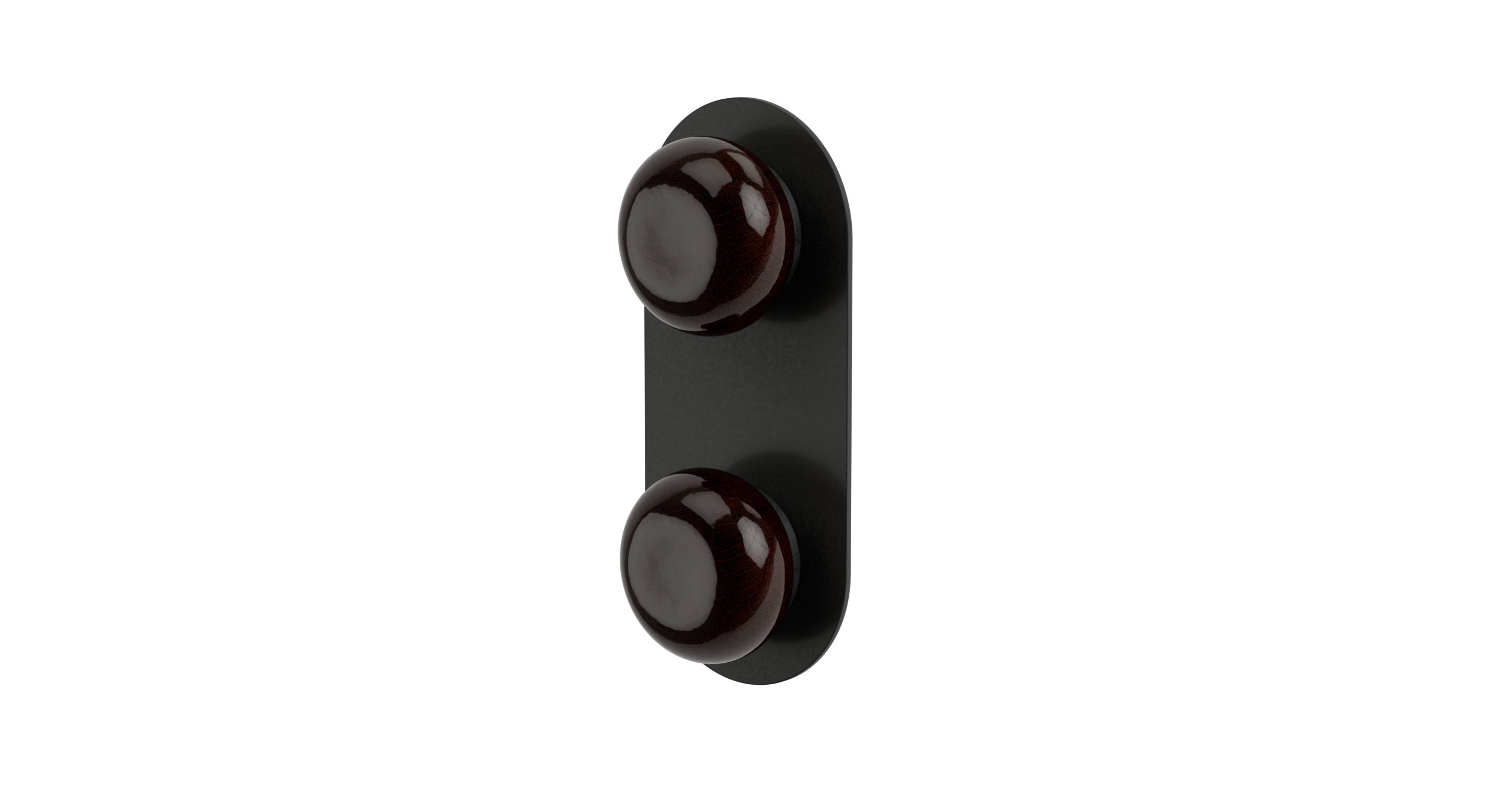 Foundry Two Handle Wall Mount Shower Trim with Pebble Ceramic Knob Handles in Blackened Nickel