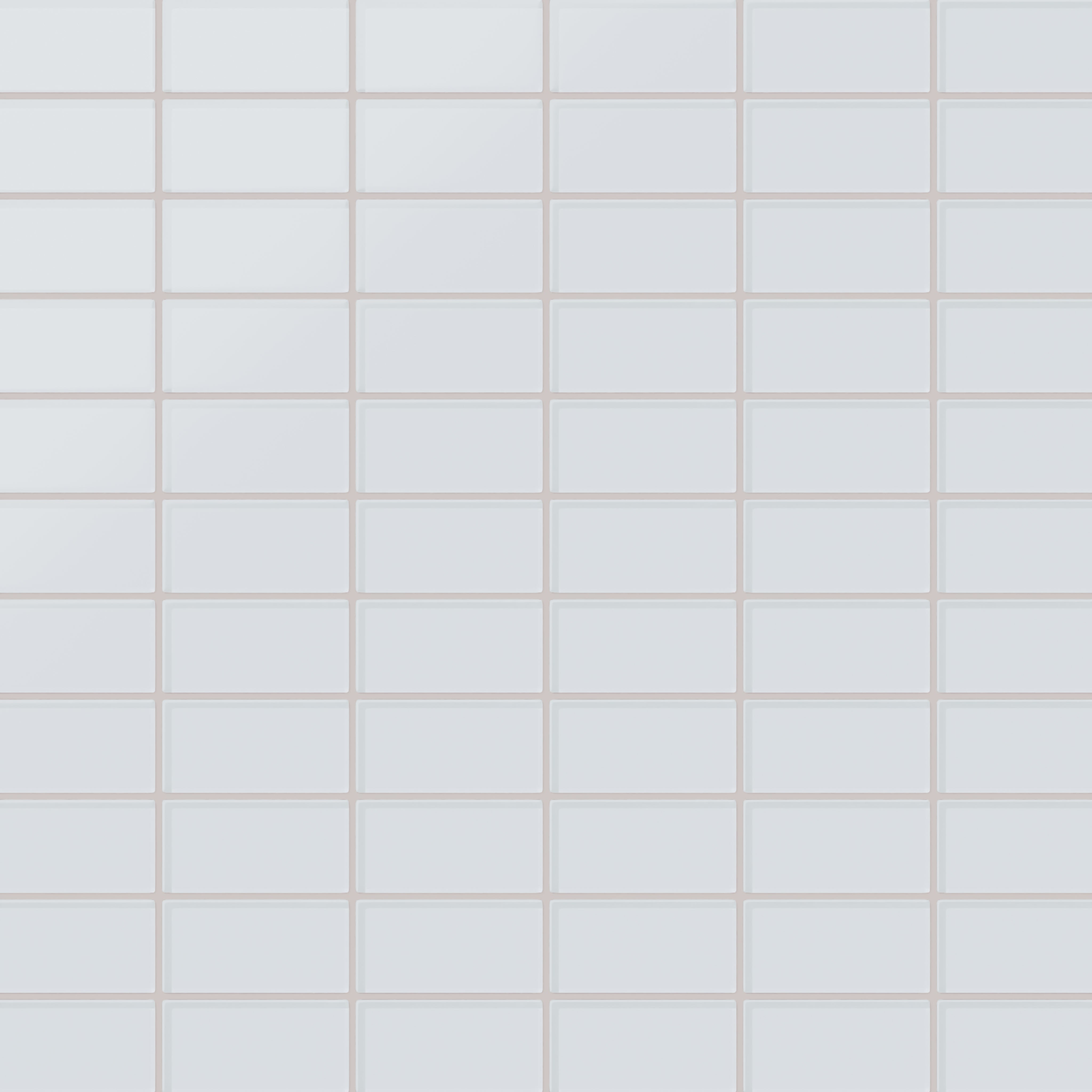 2x4 Straight Set Sheeted Glass Mosaic Tile in Snowy Owl Matte