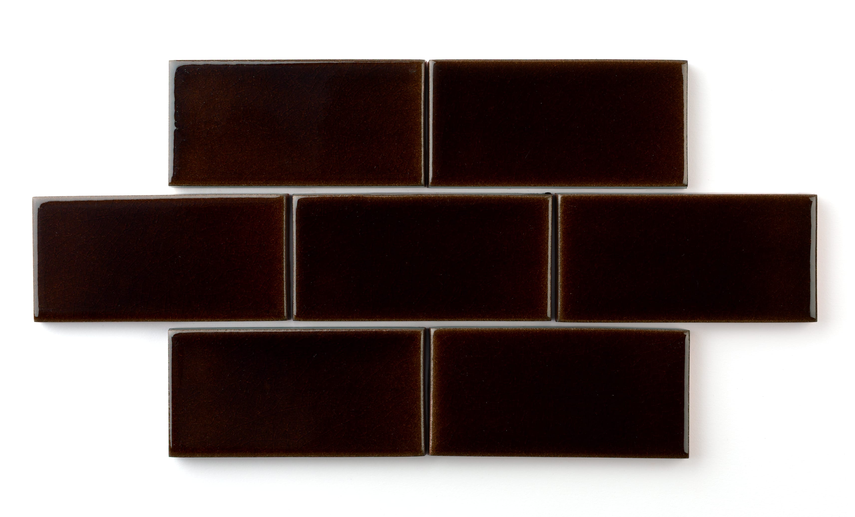 1x6 Half Offset Sheeted Original Ceramic Mosaic Tile in Tiger's Eye