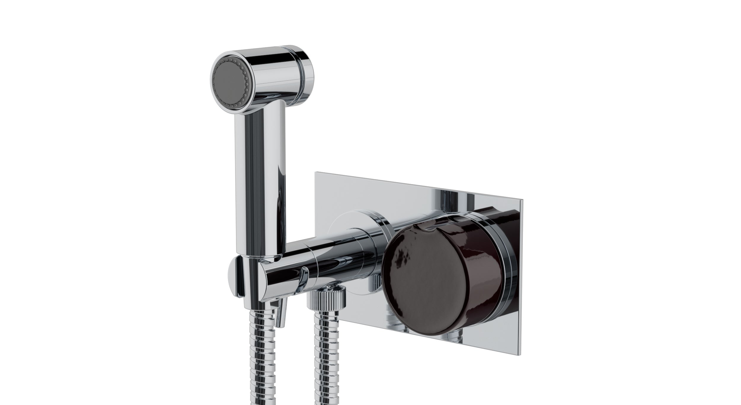 Foundry One Handle Wall Mount Bidet Trim with Groove Ceramic Knob Handle in Polished Chrome