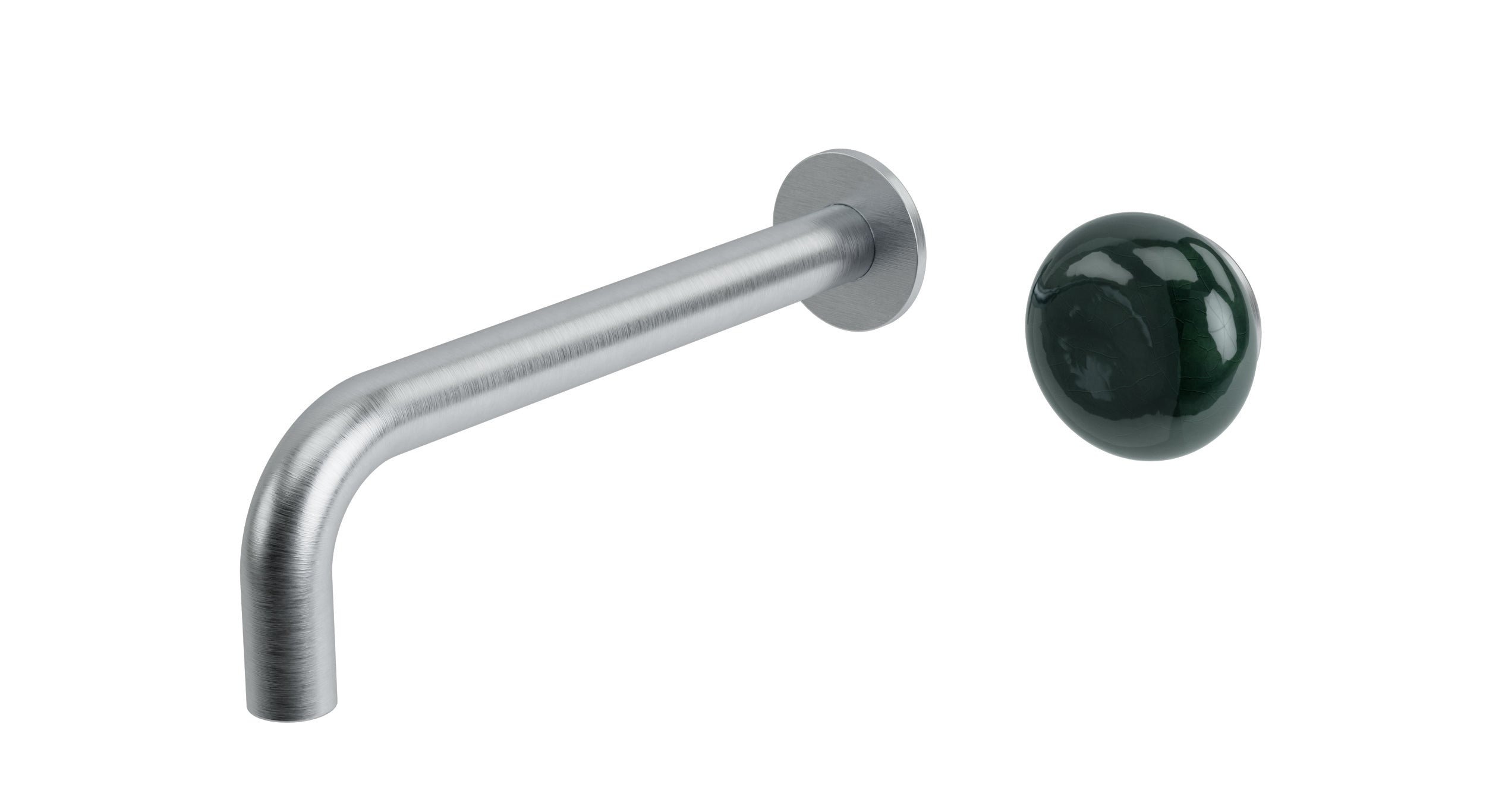 Foundry One Handle Wall Mount 7.5" Lavatory Faucet with Pebble Ceramic Knob Handle in Satin Chrome