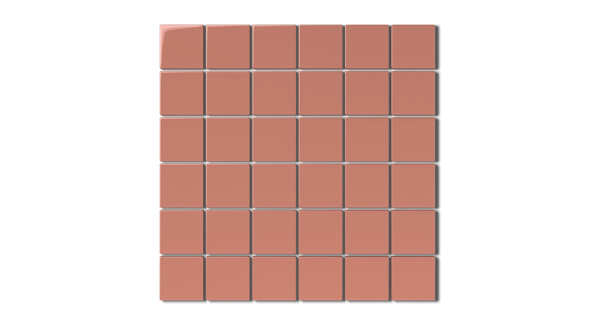 2x2 Straight Set Sheeted Natural Press Ceramic Mosaic Tile in Madder Red Gloss