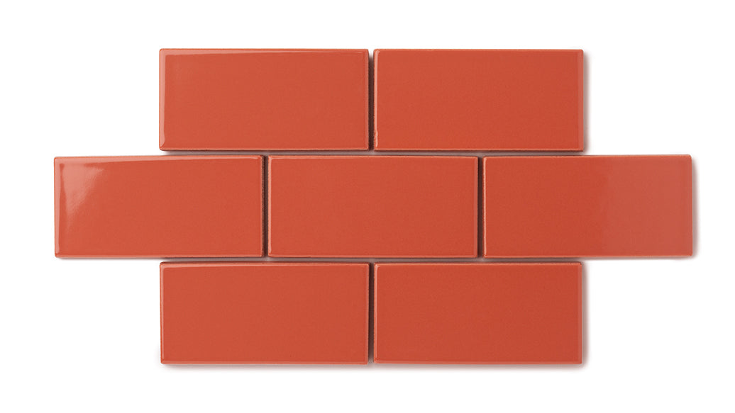 Elongated Hexagon Natural Press Ceramic Tile in Vermillion Gloss