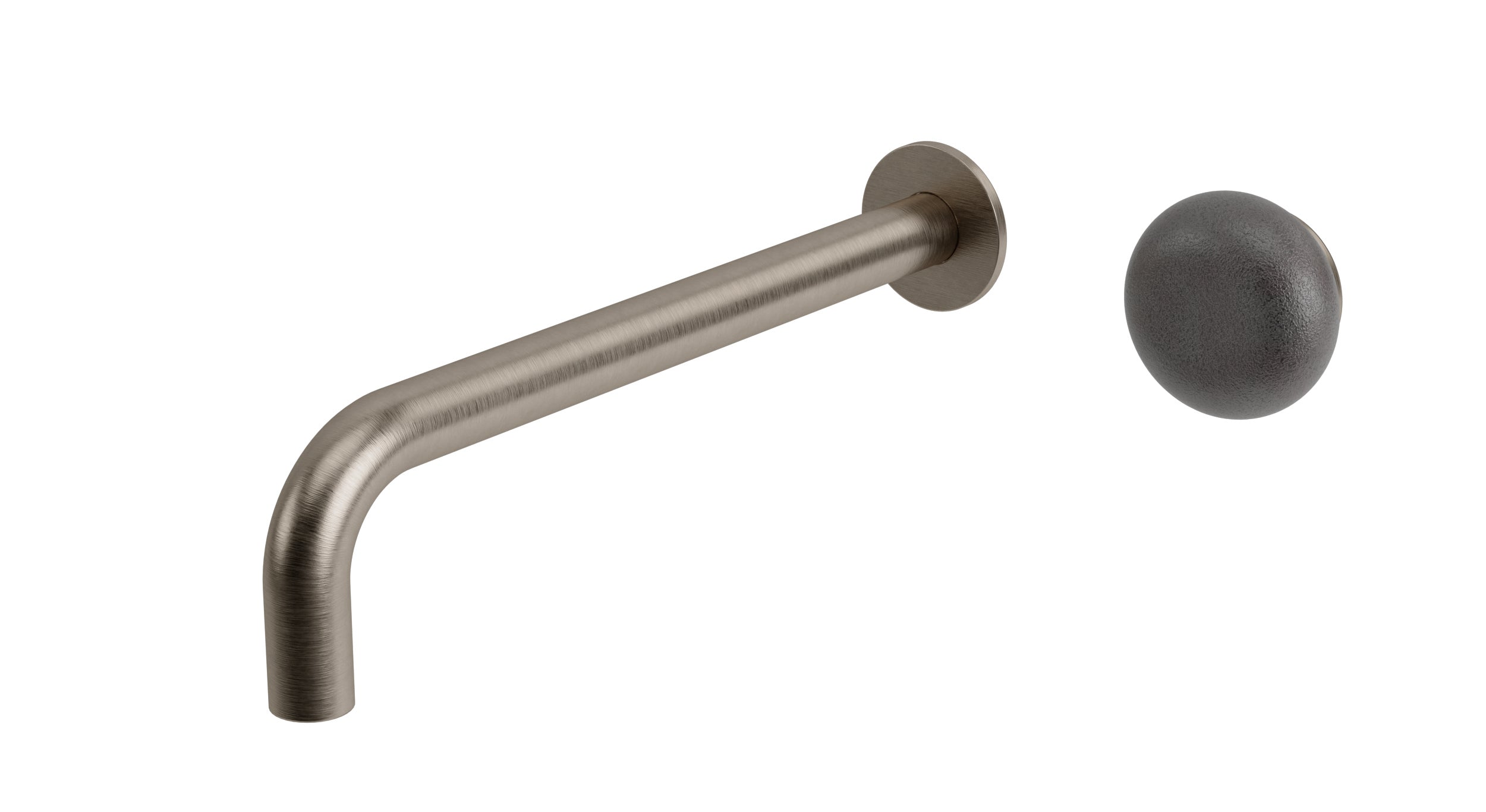 Foundry One Handle Wall Mount 10" Lavatory Faucet with Pebble Ceramic Knob Handle in Antique Nickel