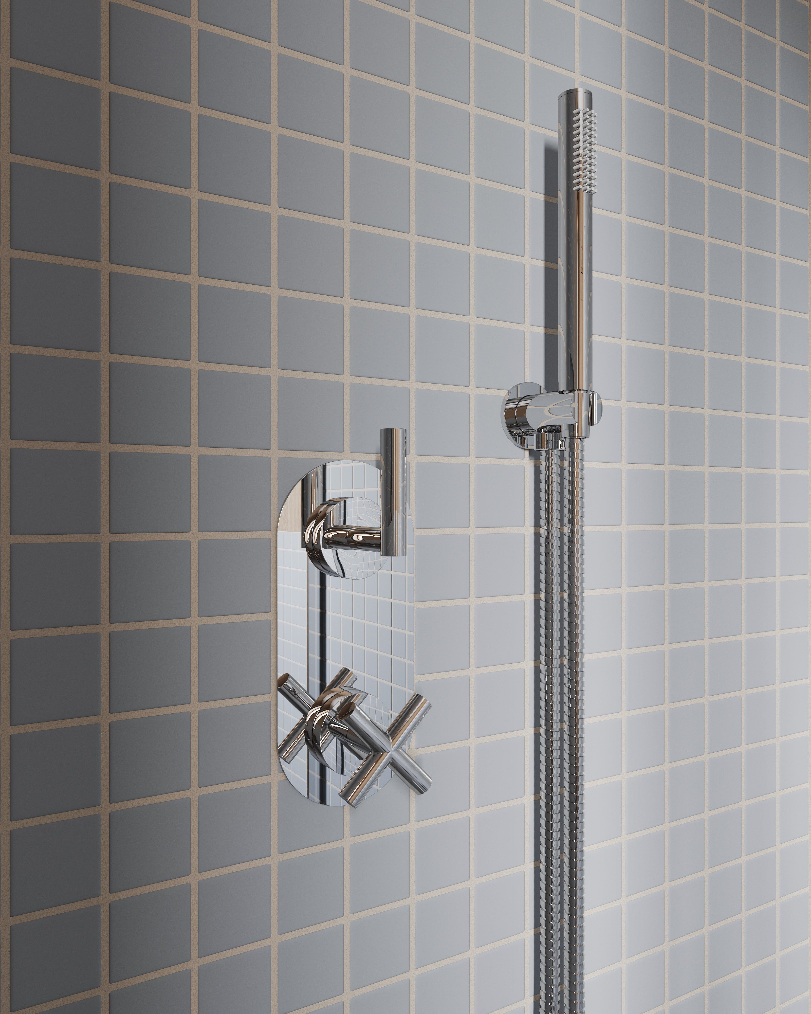 Contour & Foundry Wall Elbow with Hook Kit - Less Hand Shower in Polished Chrome