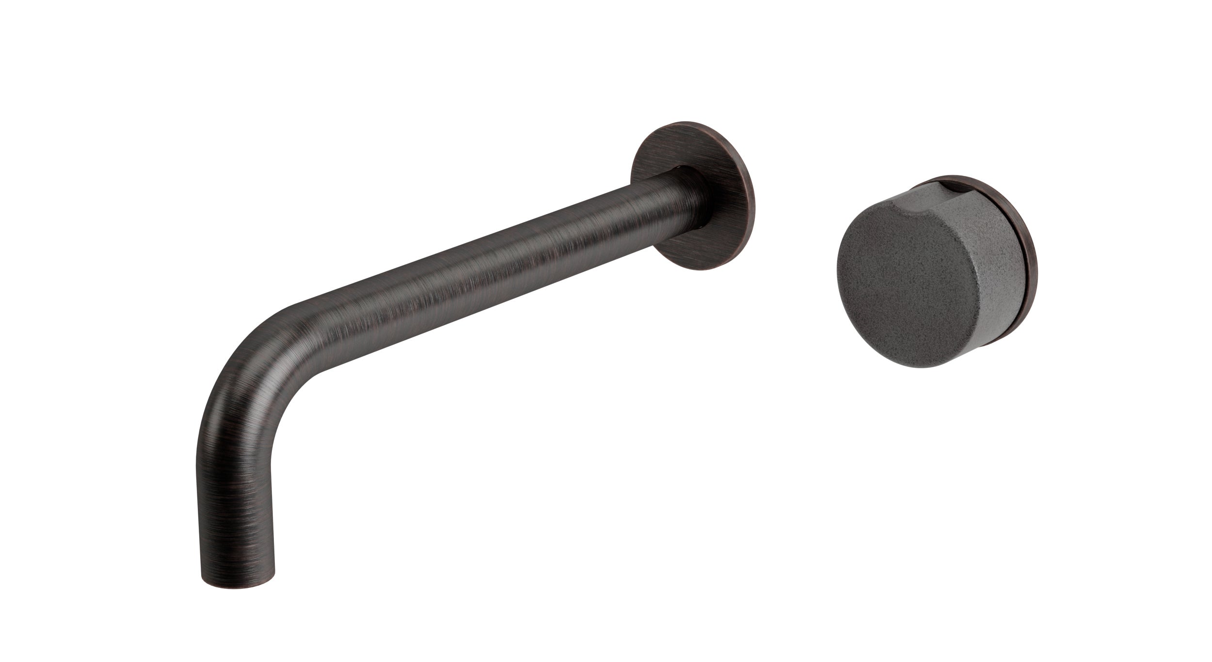 Foundry One Handle Wall Mount 7.5" Lavatory Faucet with Groove Ceramic Knob Handle in Antique Bronze