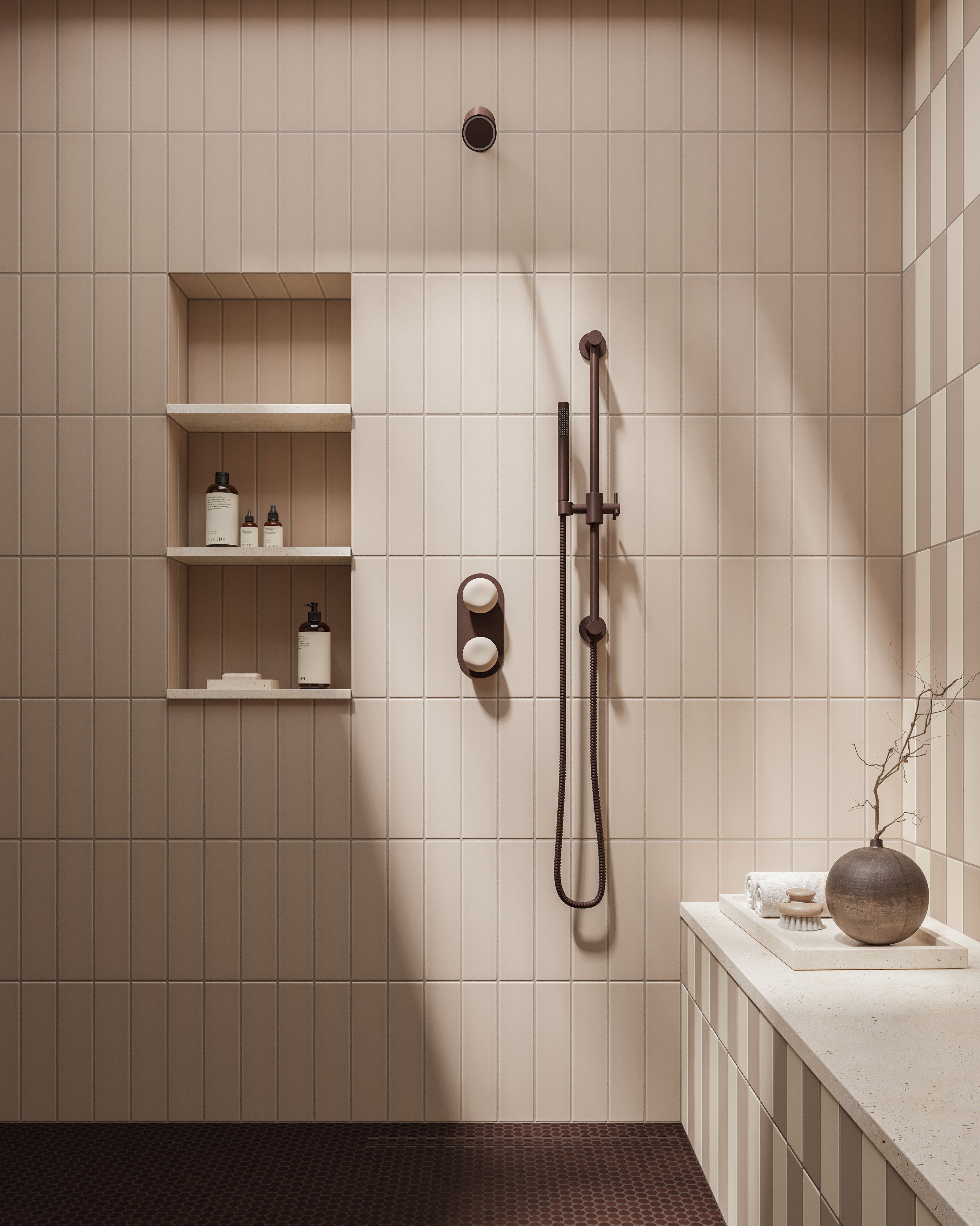 Contour & Foundry Positioning Bar Kit - Less Hand Shower in Architectural Copper