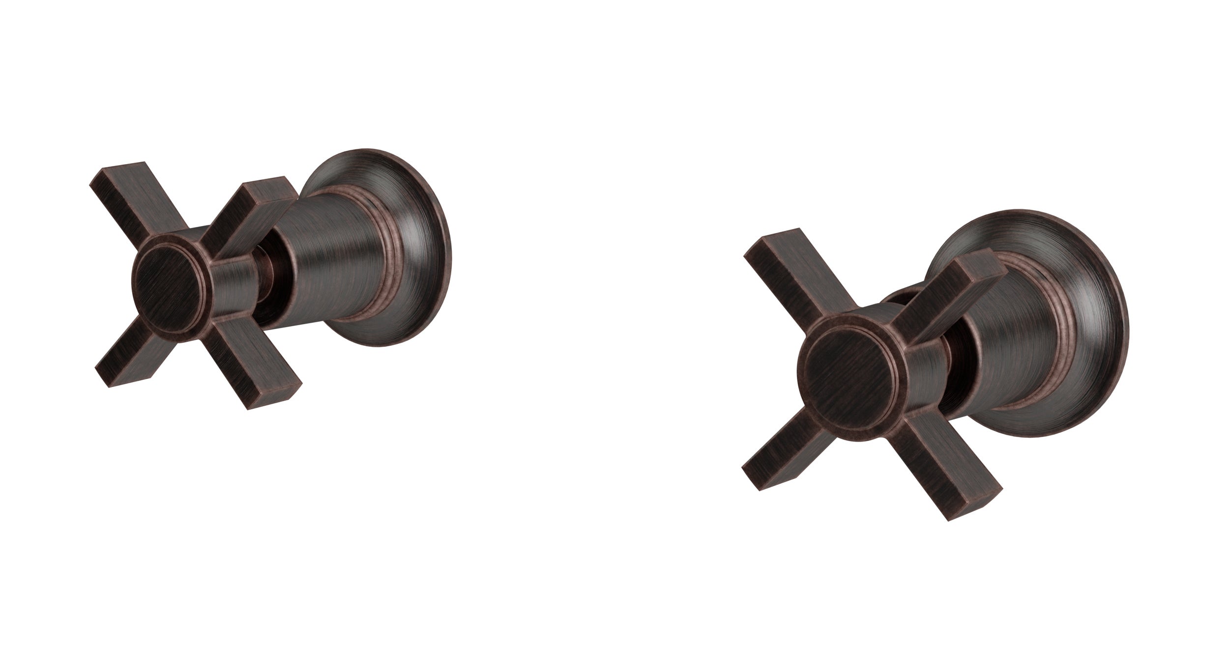 Emerson Two Handle Wall Mount Bath Trim with Defined Cross Handles in Antique Bronze