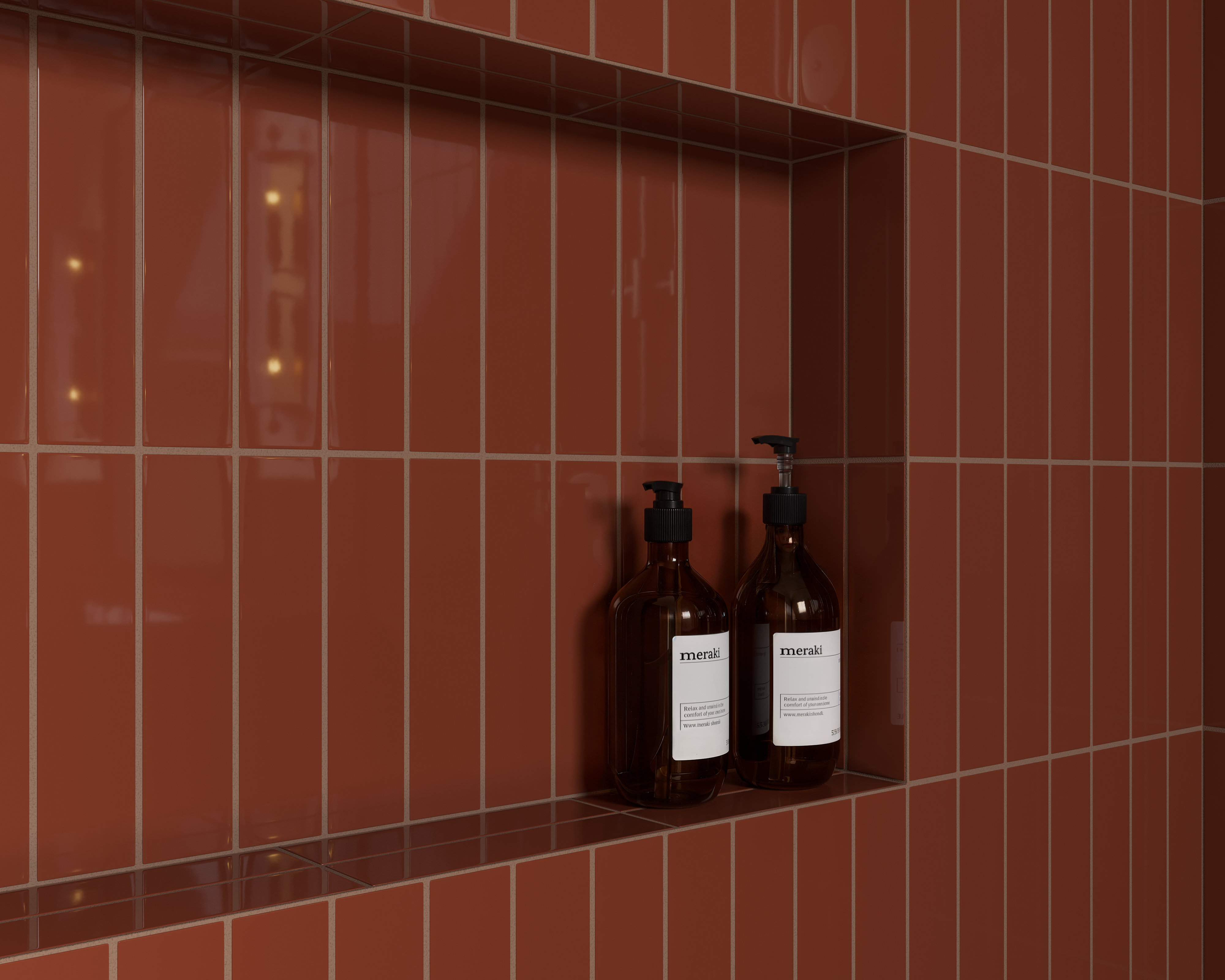 2x8 Natural Press Ceramic Tile in Red Iron Oxide Gloss