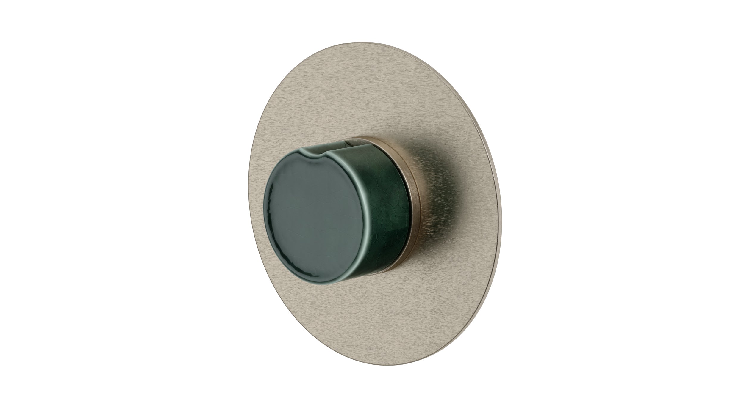 Foundry One Handle Wall Mount Shower Trim with Groove Ceramic Knob Handle in Satin Nickel