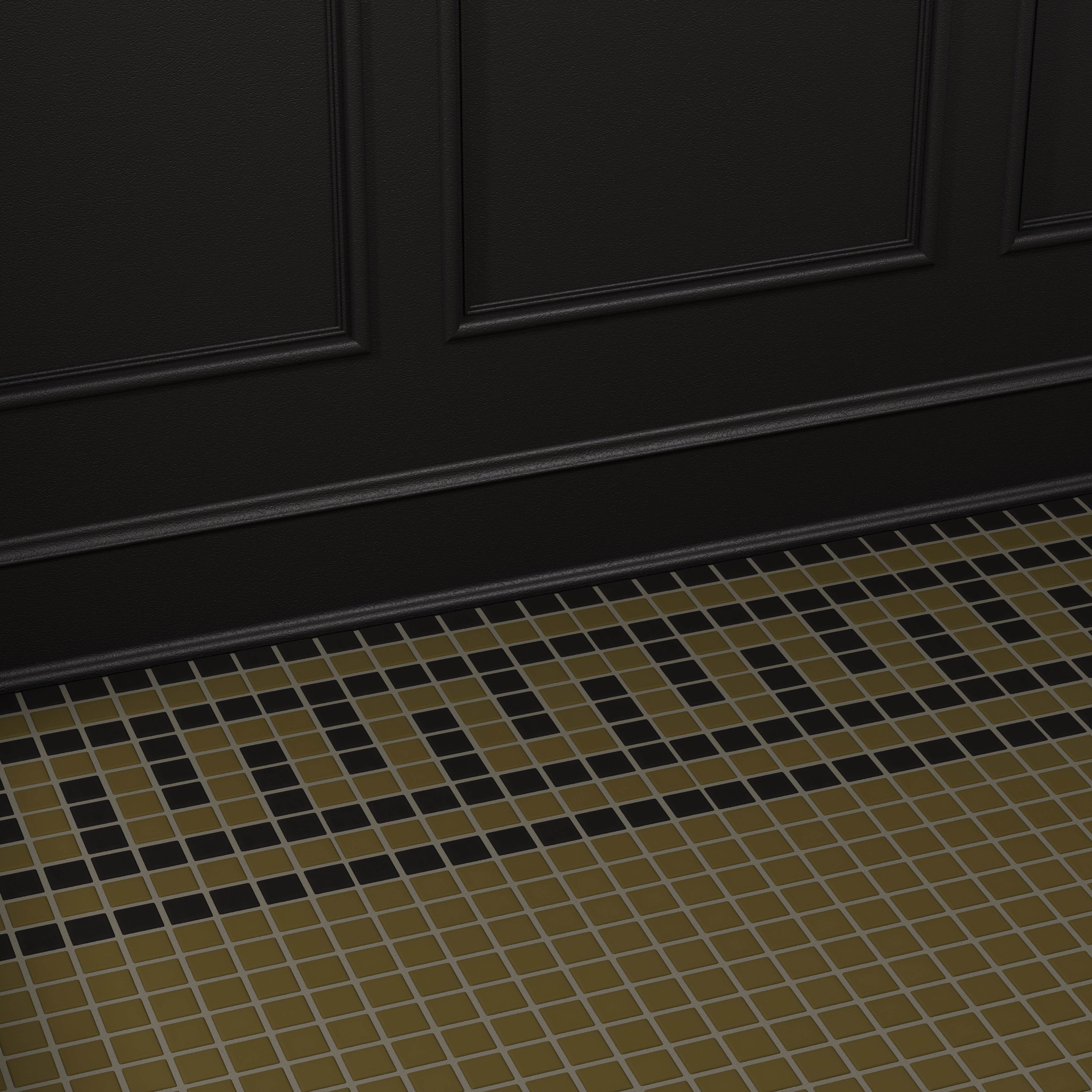 1x1 Labyrinth Border Sheeted Original Ceramic Tile in Sable Matte