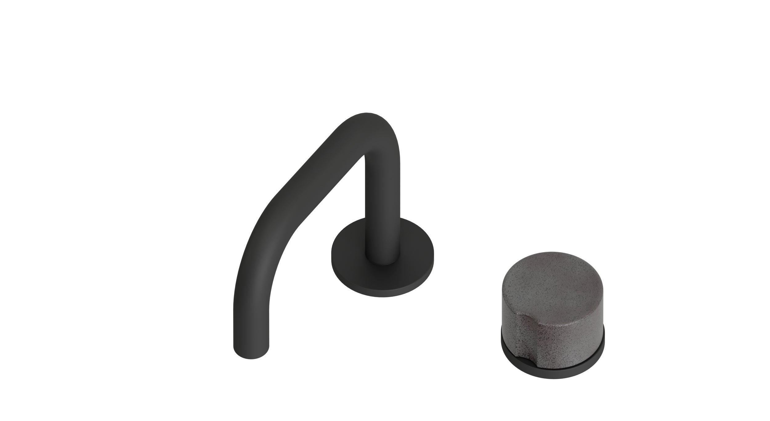 Foundry One Handle Deck Mount Squaretop Lavatory Faucet with Groove Ceramic Knob Handle in Matte Black
