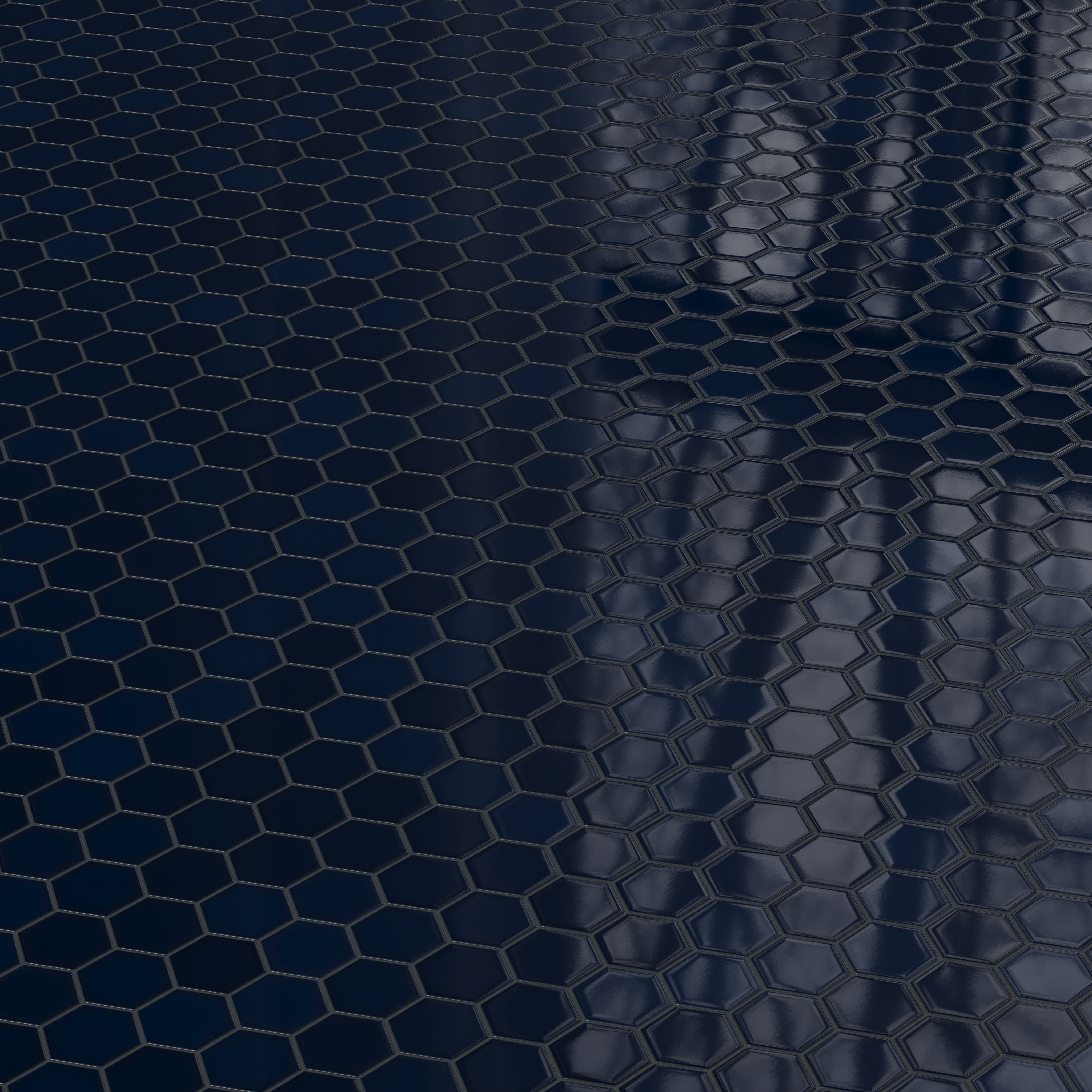 4" Hexagon Original Ceramic Tile in Navy Blue Gloss