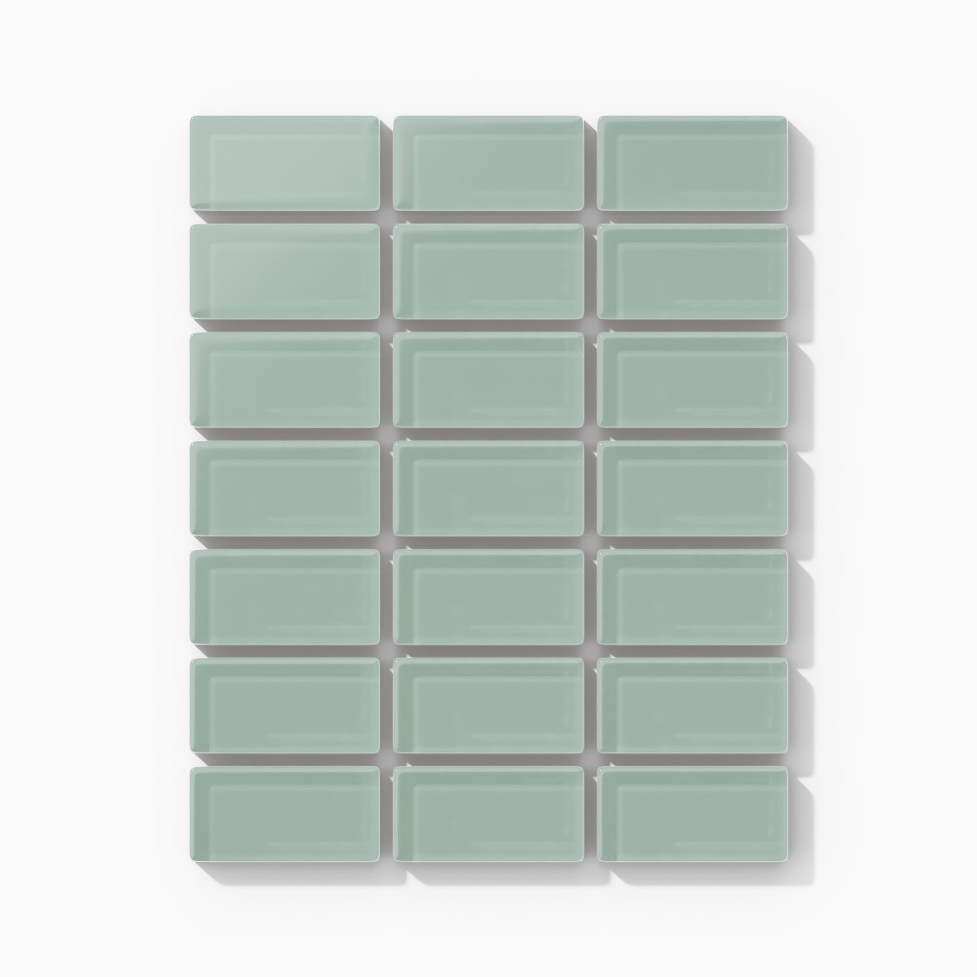 1x2 Straight Set Sheeted Glass Mosaic Tile in Kingfisher Matte