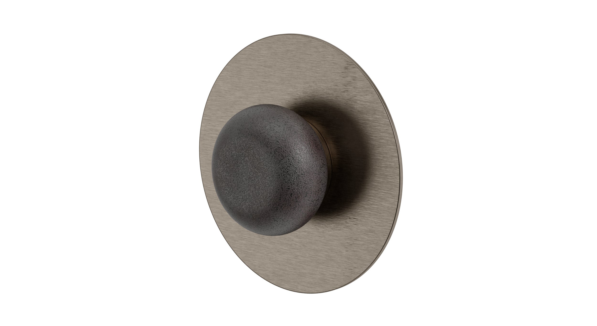 Foundry One Handle Wall Mount Shower Trim with Pebble Ceramic Knob Handle in Antique Nickel