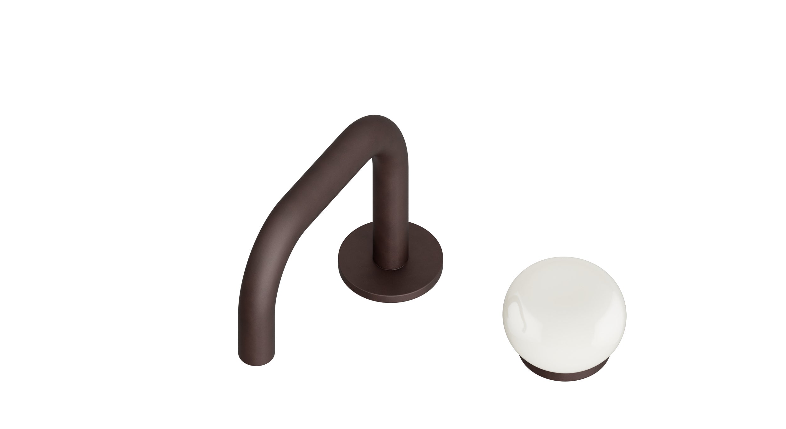 Foundry One Handle Deck Mount Squaretop Lavatory Faucet with Pebble Ceramic Knob Handle in Architectural Copper