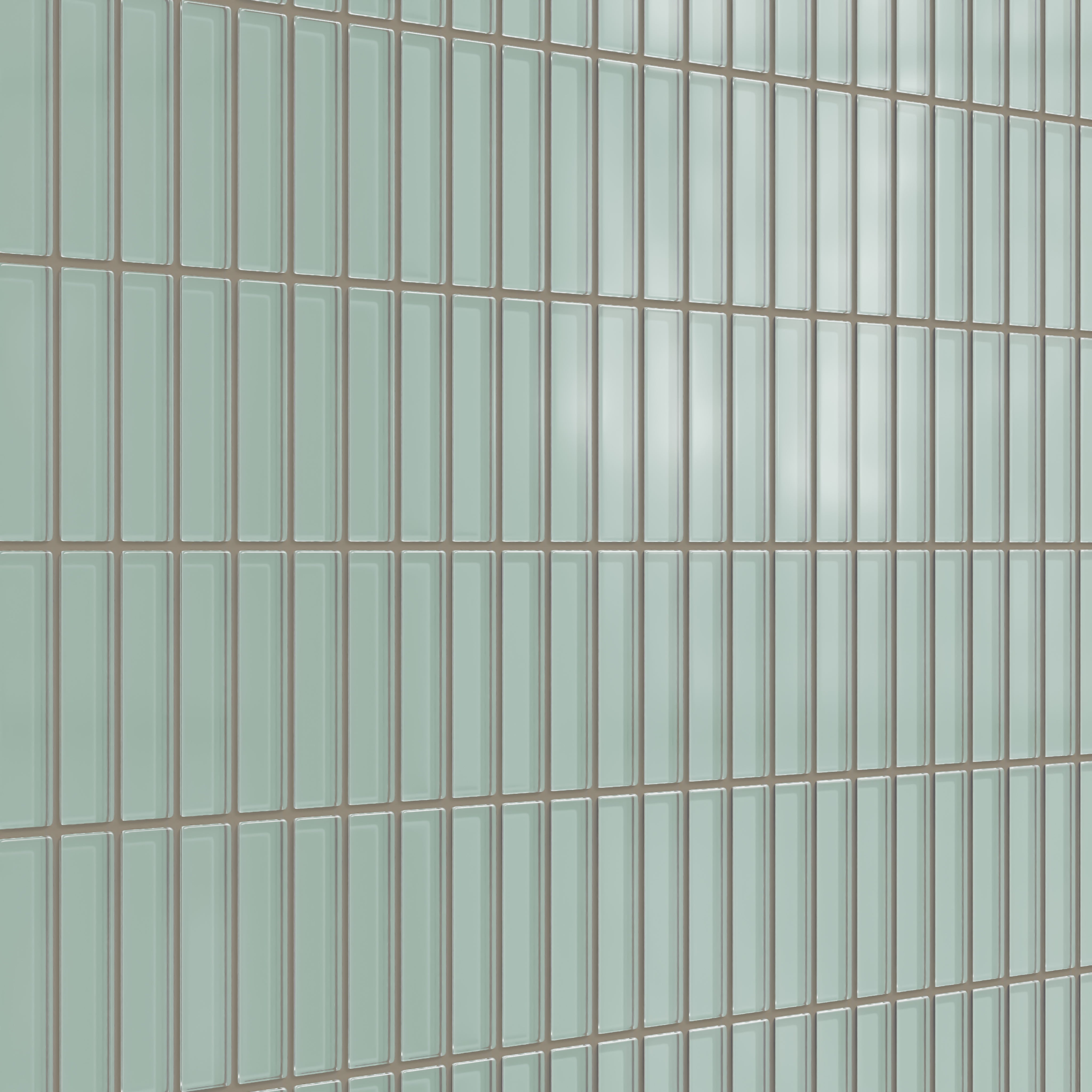 1x4 Straight Set Sheeted Glass Mosaic Tile in Kingfisher Matte