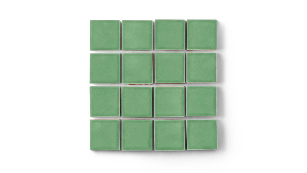 2x2 Straight Set Sheeted Original Ceramic Mosaic Tile in Sea Green Gloss