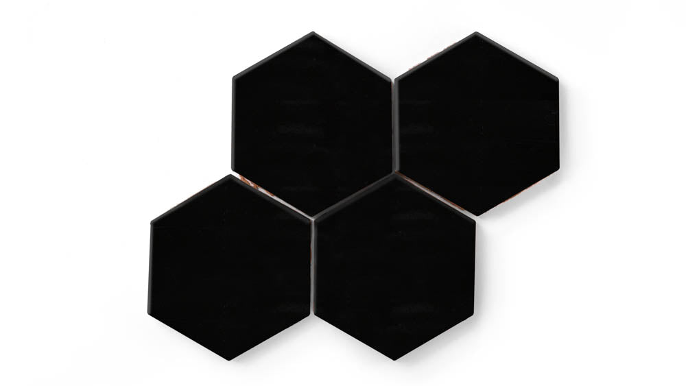 6" Hexagon Original Ceramic Tile in Raven Gloss