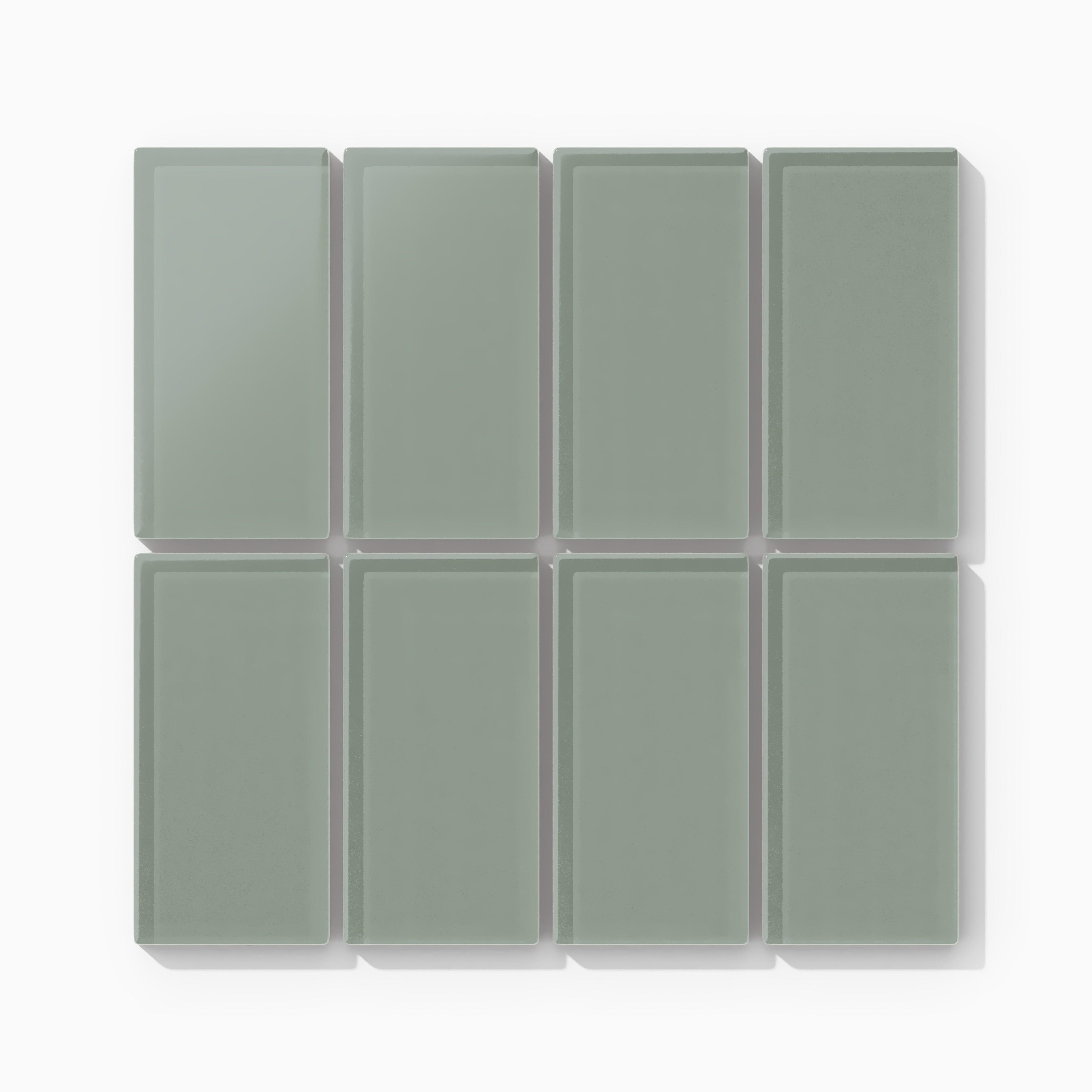 2x4 Straight Set Sheeted Glass Mosaic Tile in Hummingbird Matte