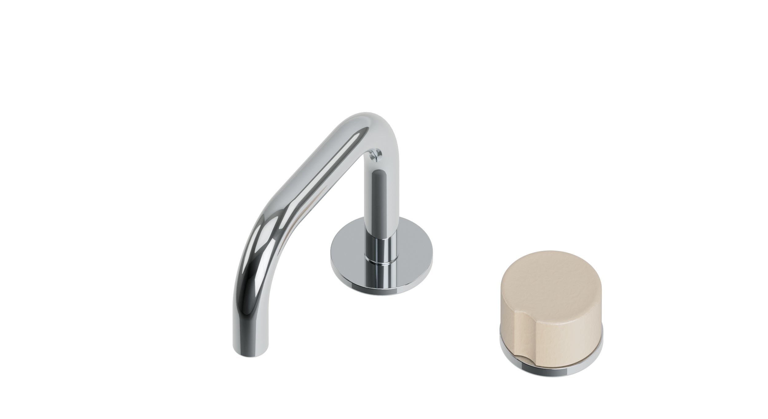 Foundry One Handle Deck Mount Squaretop Lavatory Faucet with Groove Ceramic Knob Handle in Polished Chrome
