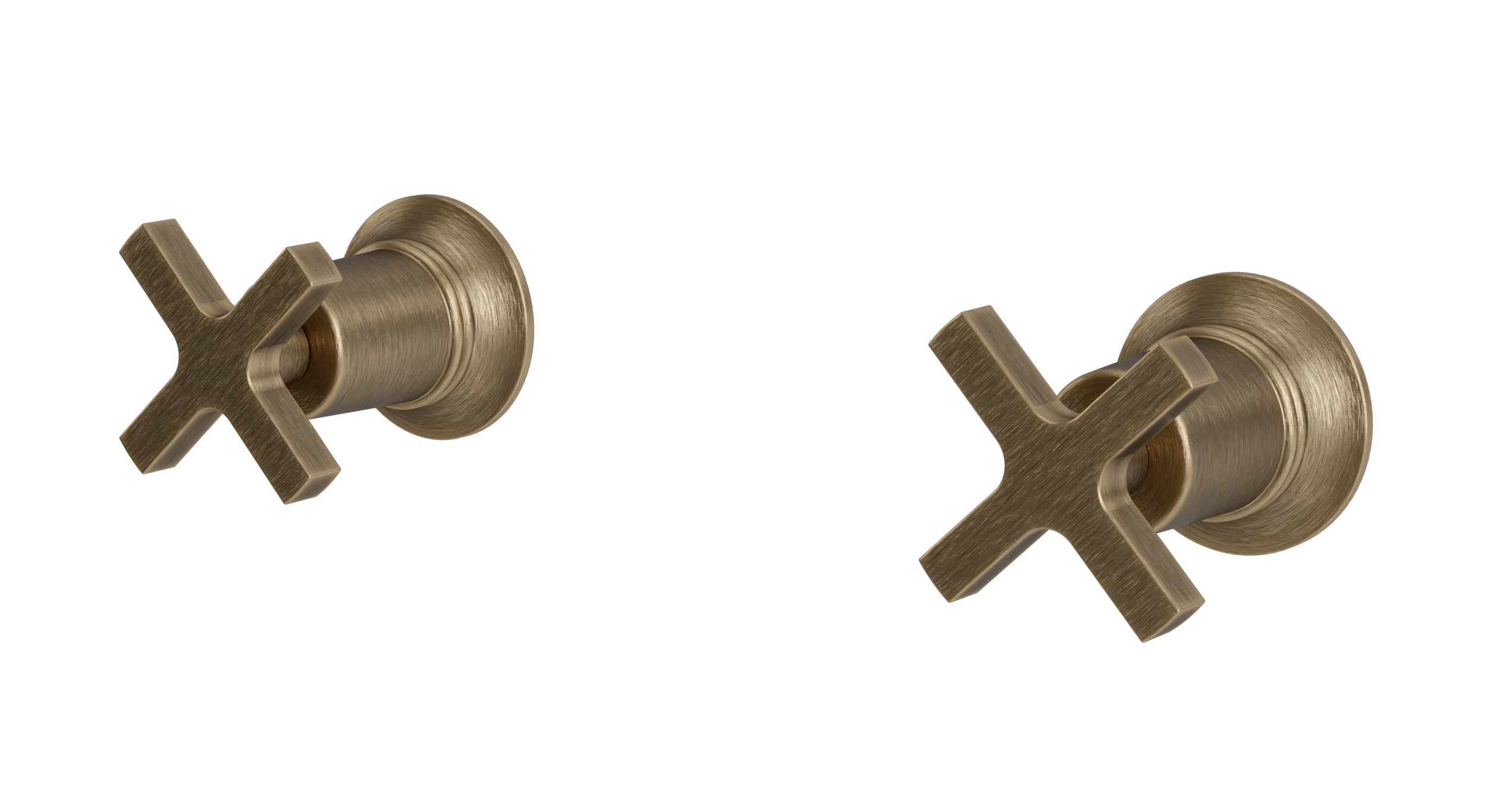 Emerson Two Handle Wall Mount Bath Trim with Classic Cross Handles in Antique Brass