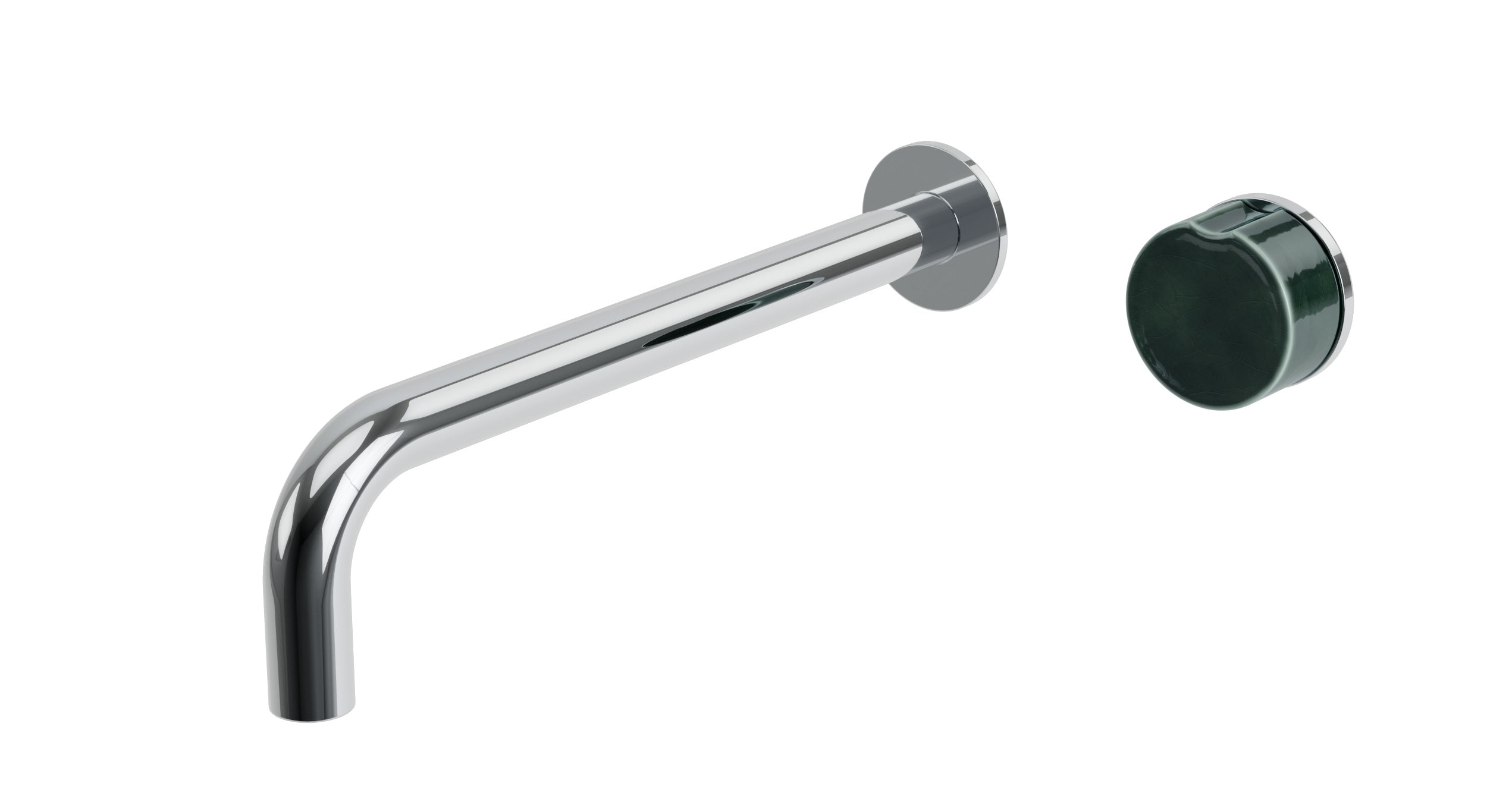 Foundry One Handle Wall Mount 10" Lavatory Faucet with Groove Ceramic Knob Handle in Polished Chrome