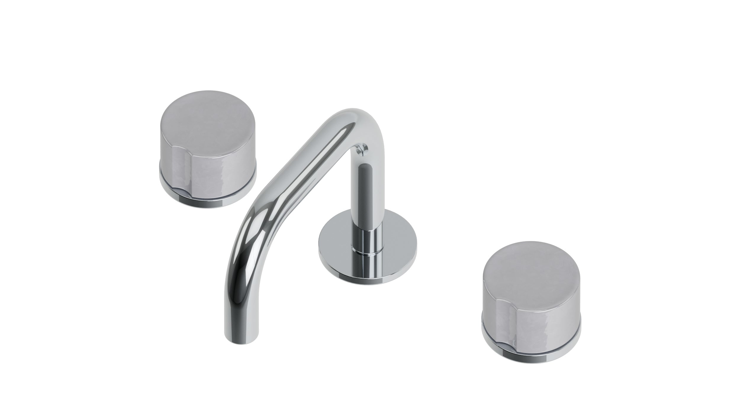 Foundry Two Handle Deck Mount Squaretop Lavatory Faucet with Groove Ceramic Knob Handles in Polished Chrome