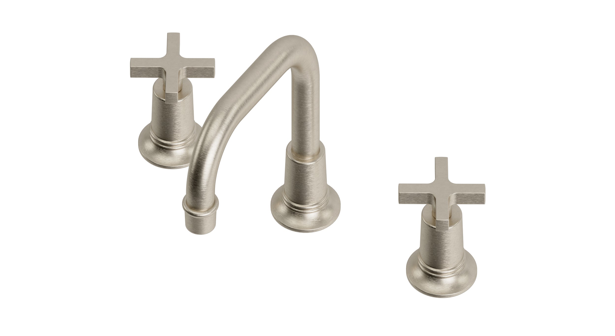 Emerson Two Handle Deck Mount Squaretop Lavatory Faucet with Classic Cross Handles in Satin Nickel