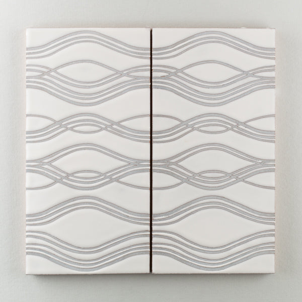 6x12 Handpainted Tile Ripple in Neutral Motif
