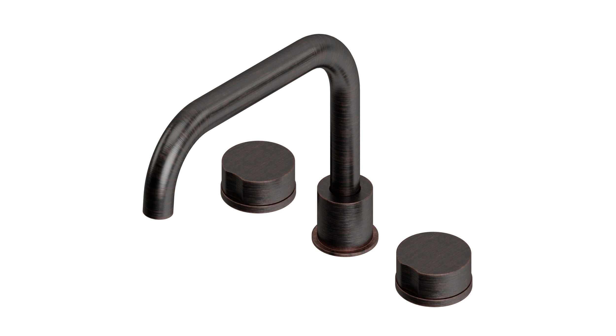 Foundry Two Handle Deck Mount Squaretop Bath Trim with Barrel Knob Handles in Antique Bronze