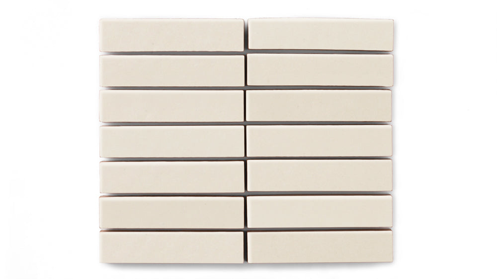 1x4 Straight Set Sheeted Original Ceramic Mosaic Tile in Ivory Matte