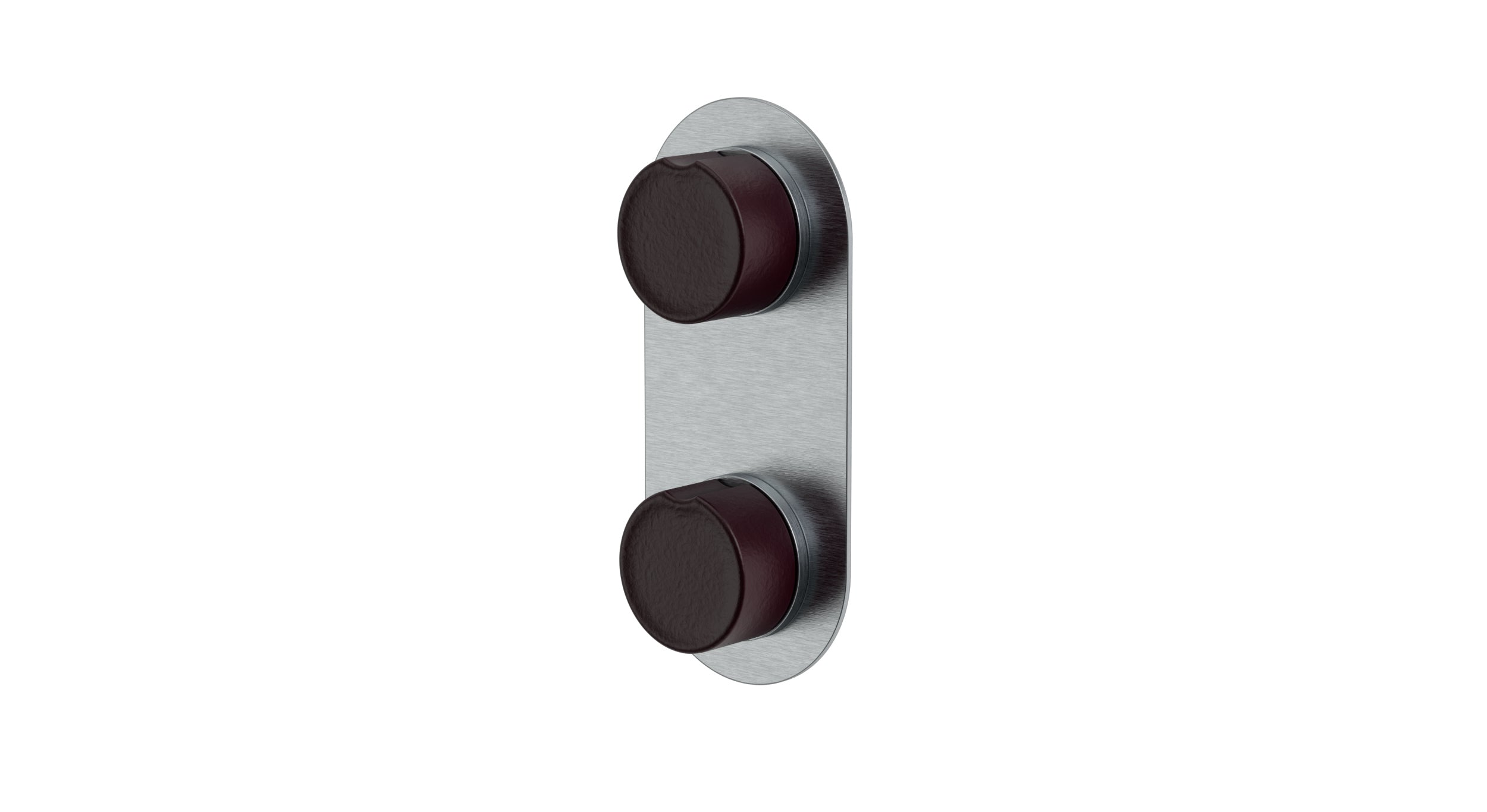 Foundry Two Handle Wall Mount Shower Trim with Groove Ceramic Knob Handles in Satin Chrome
