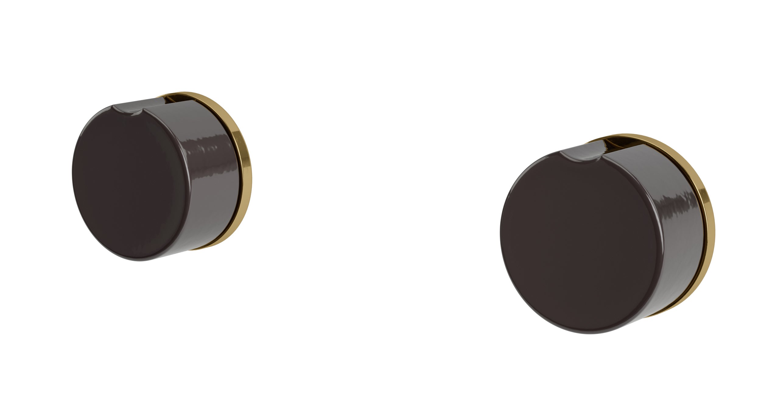 Foundry Two Handle Wall Mount Bath Trim with Groove Ceramic Knob Handles in Uncoated Polished Brass