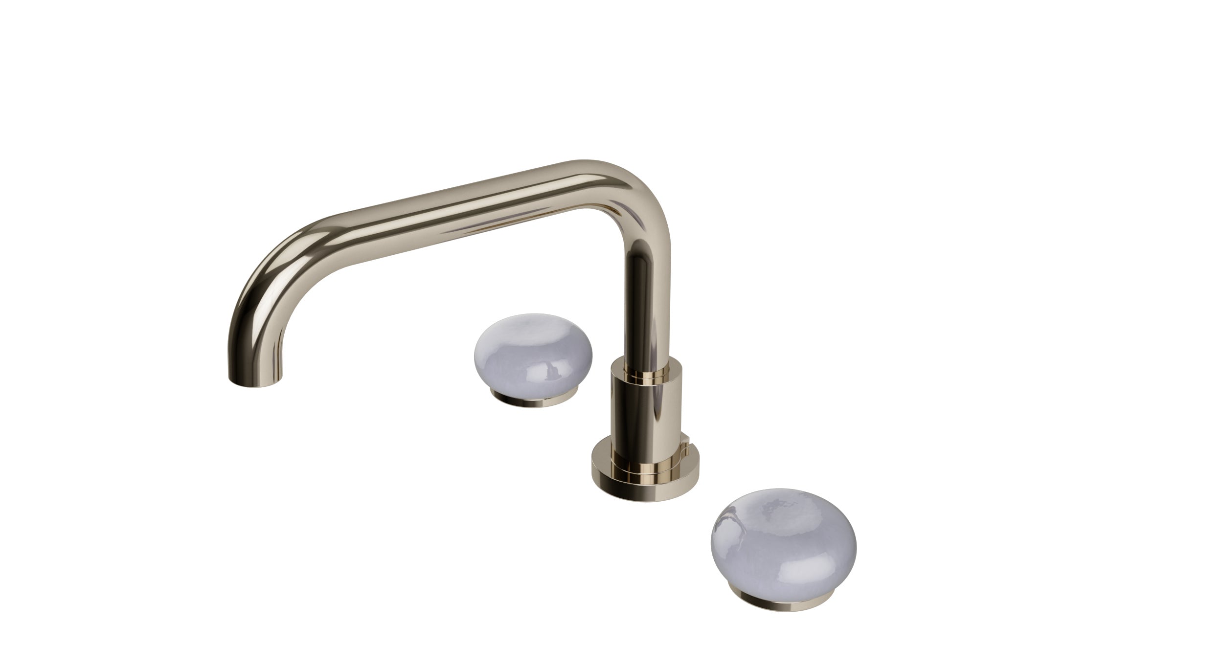 Foundry Two Handle Deck Mount Squaretop Bath Trim with Pebble Ceramic Knob Handles in Polished Nickel