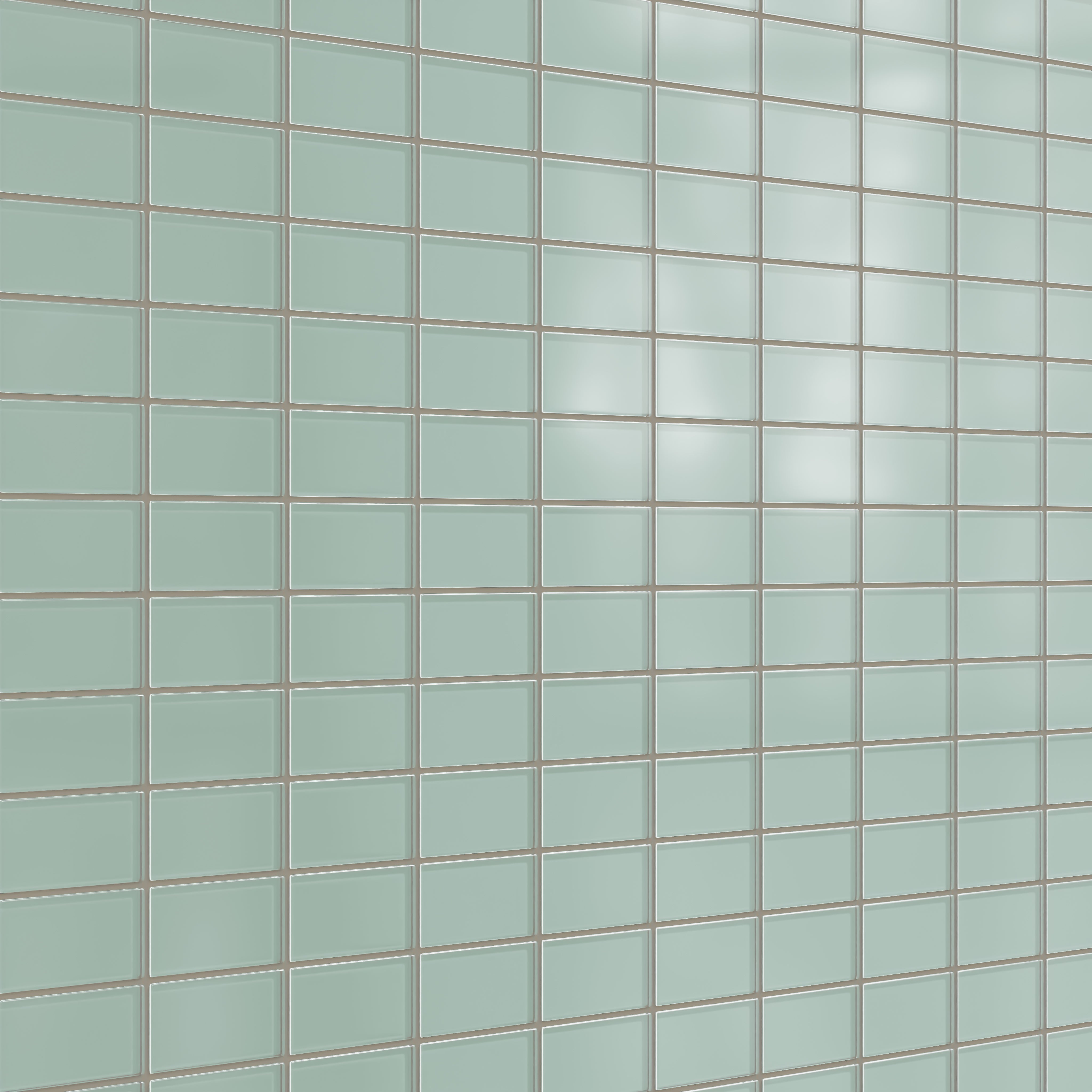 2x4 Straight Set Sheeted Glass Mosaic Tile in Kingfisher Matte