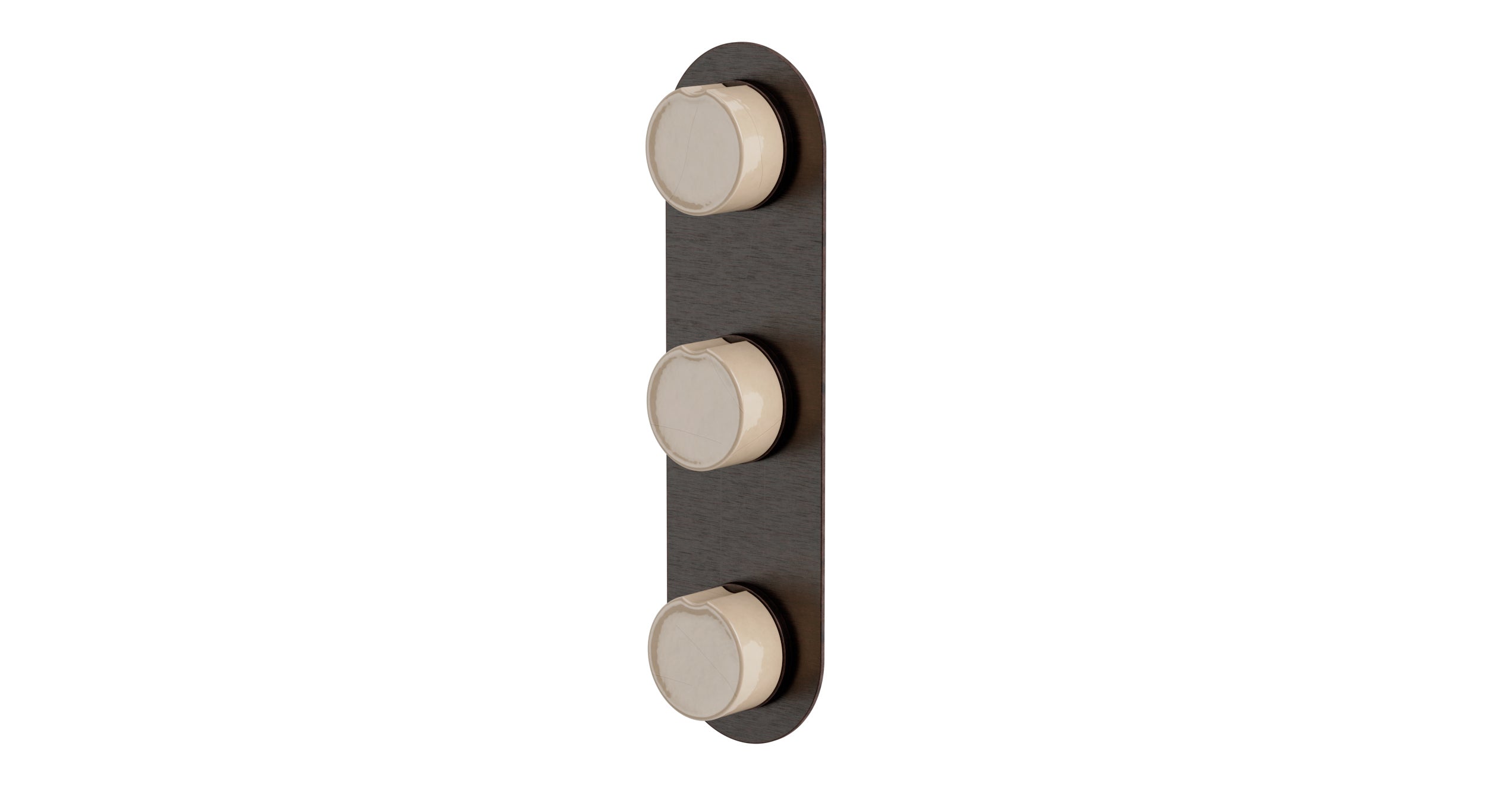 Foundry Three Handle Wall Mount Shower Trim with Groove Ceramic Knob Handles in Antique Bronze