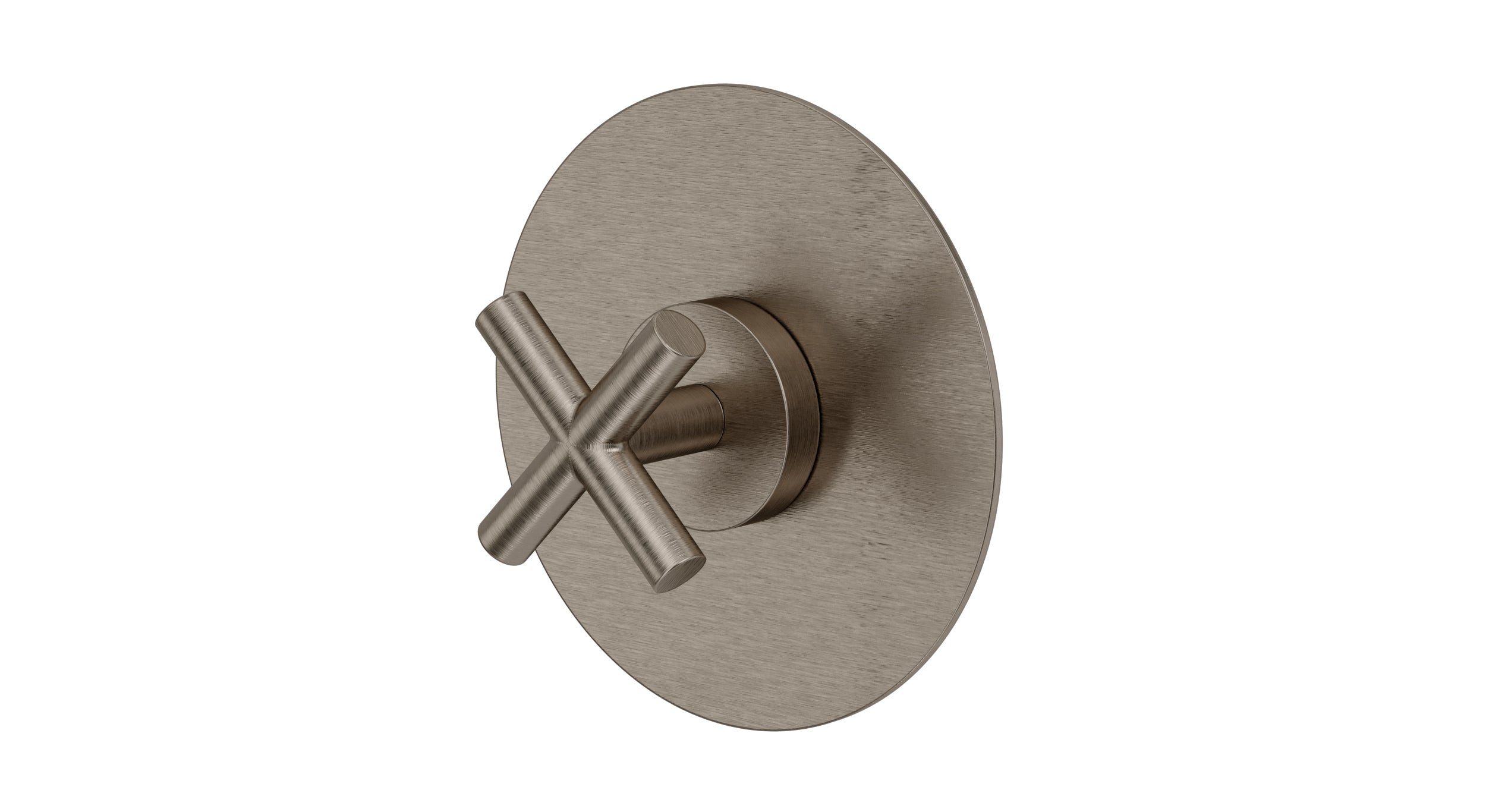 Contour One Handle Wall Mount Shower Trim with Soft Cross Handle in Antique Nickel