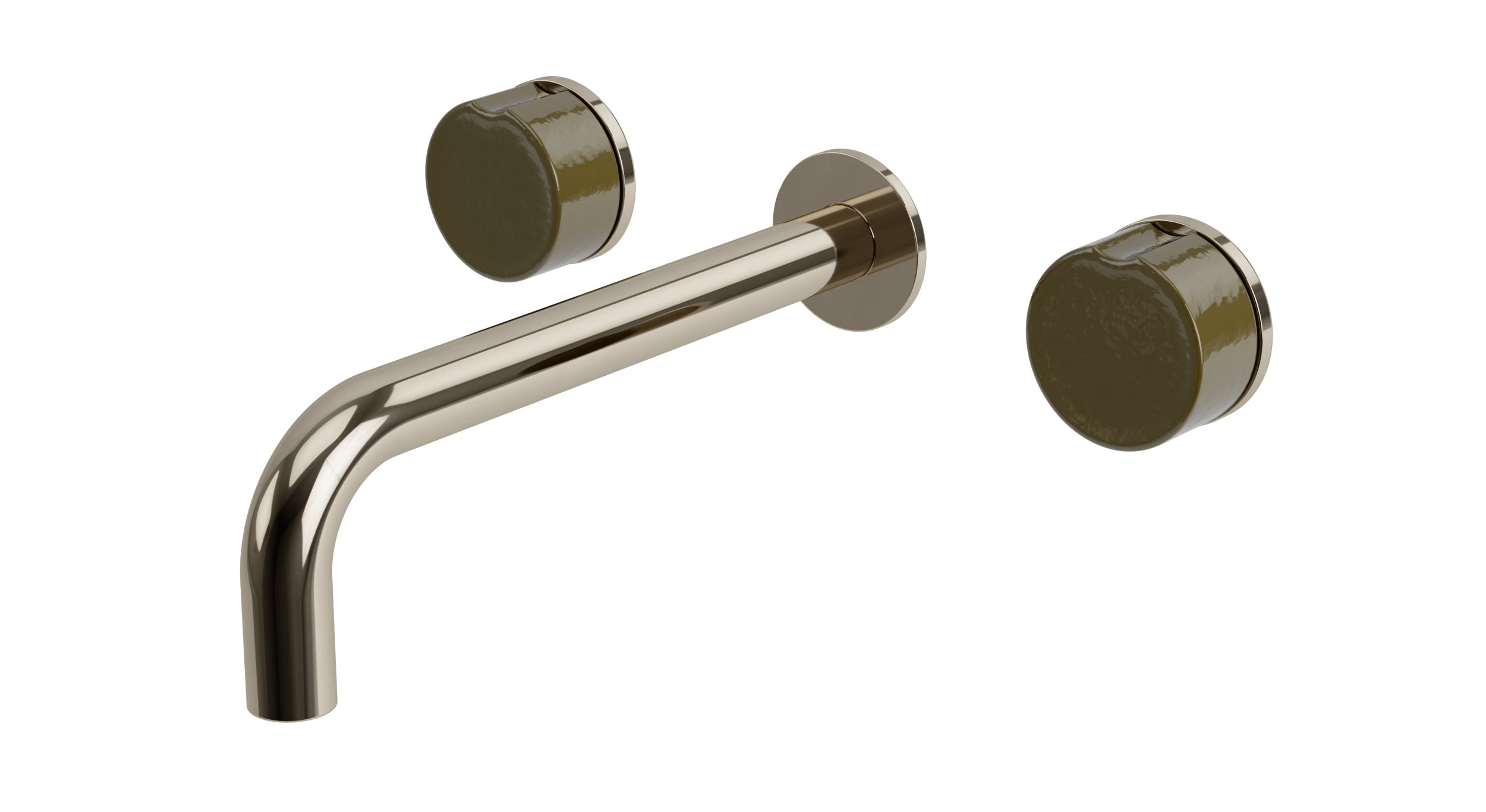 Foundry Two Handle Wall Mount 7.5" Lavatory Faucet with Groove Ceramic Knob Handles in Polished Nickel