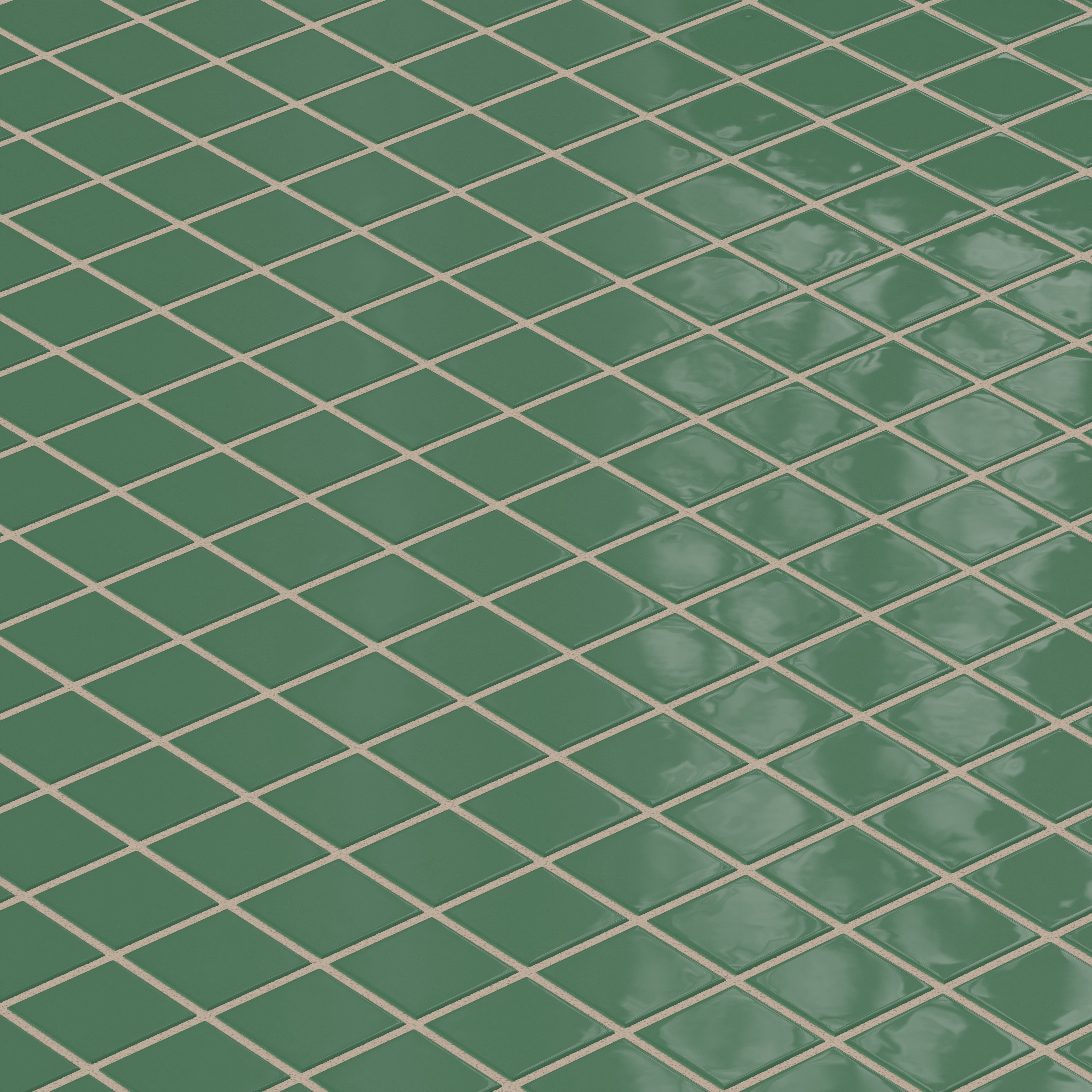 2x2 Straight Set Sheeted Natural Press Ceramic Mosaic Tile in Viridian Gloss