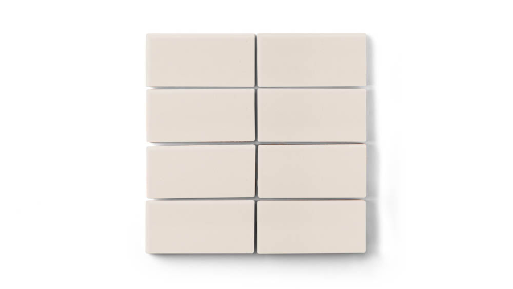 2x4 Straight Set Sheeted Original Ceramic Mosaic Tile in Ivory Gloss