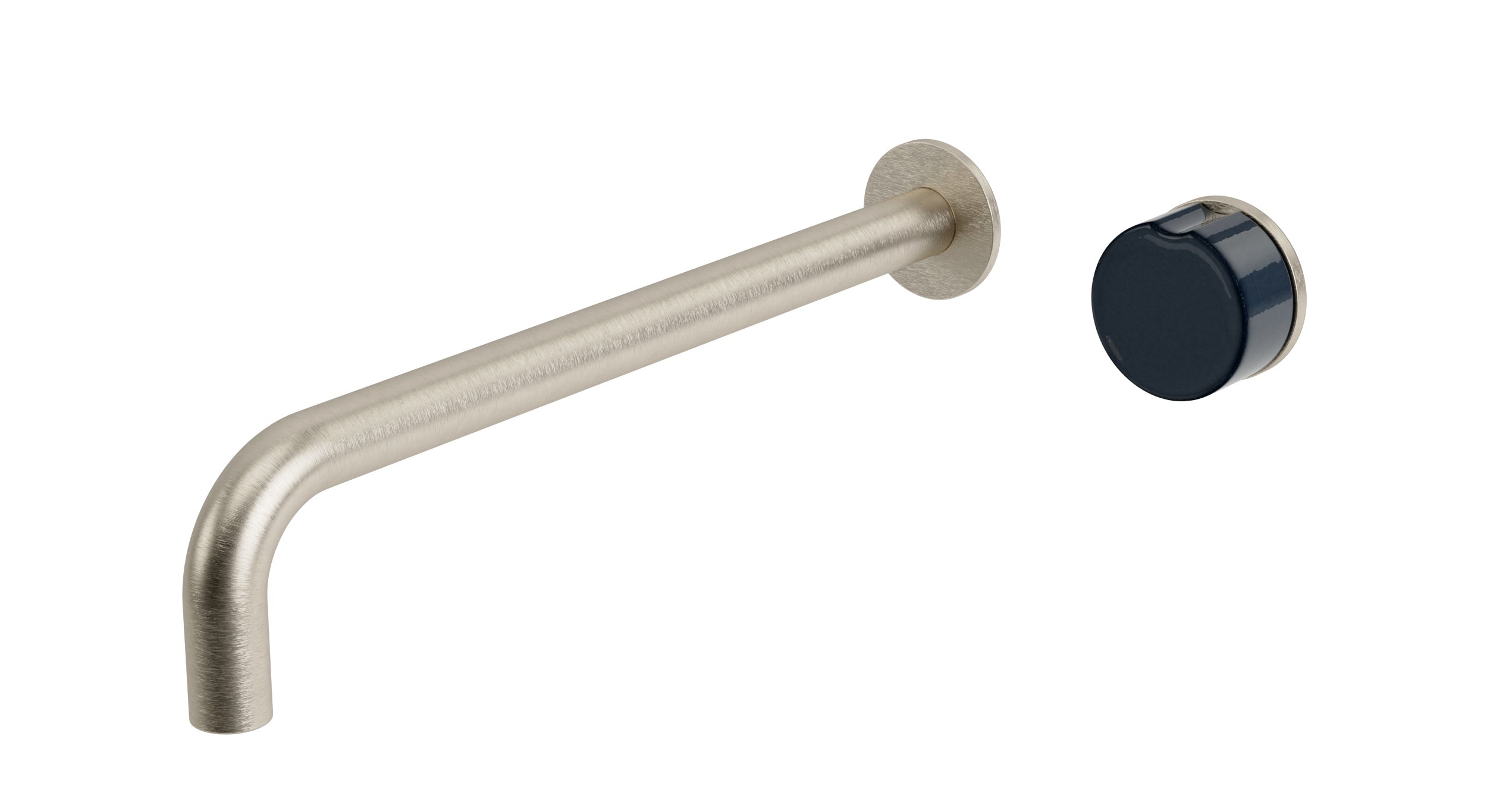 Foundry One Handle Wall Mount 12" Lavatory Faucet with Pebble Ceramic Knob Handle in Satin Nickel