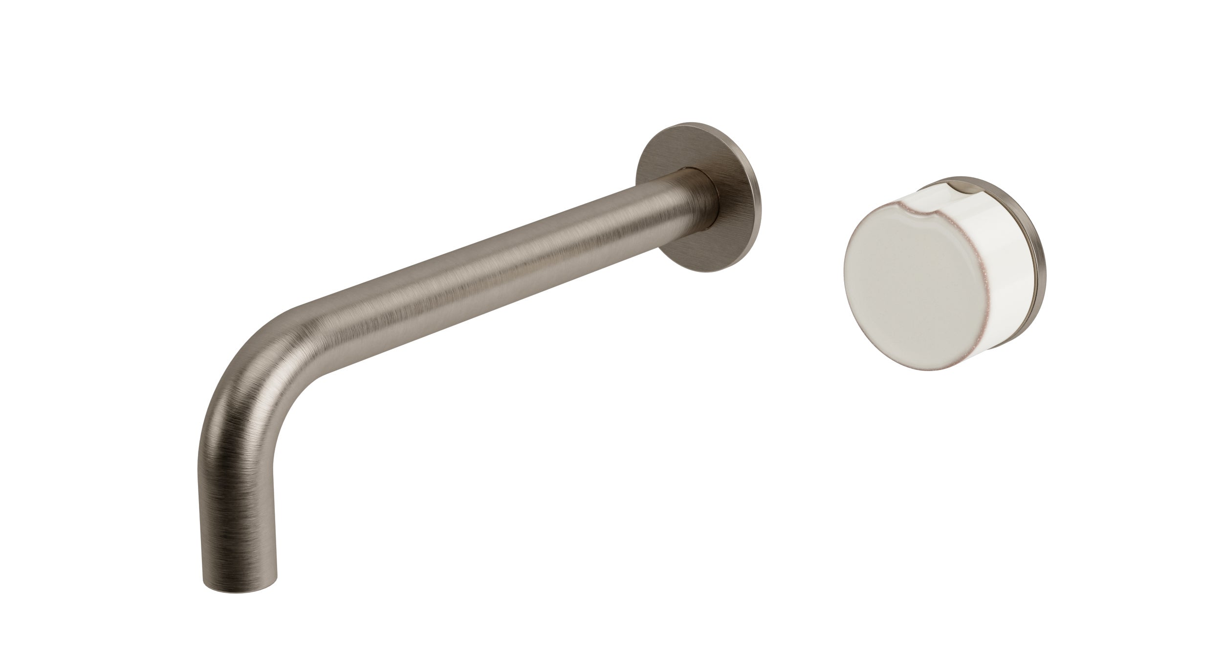 Foundry One Handle Wall Mount 7.5" Lavatory Faucet with Groove Ceramic Knob Handle in Antique Nickel