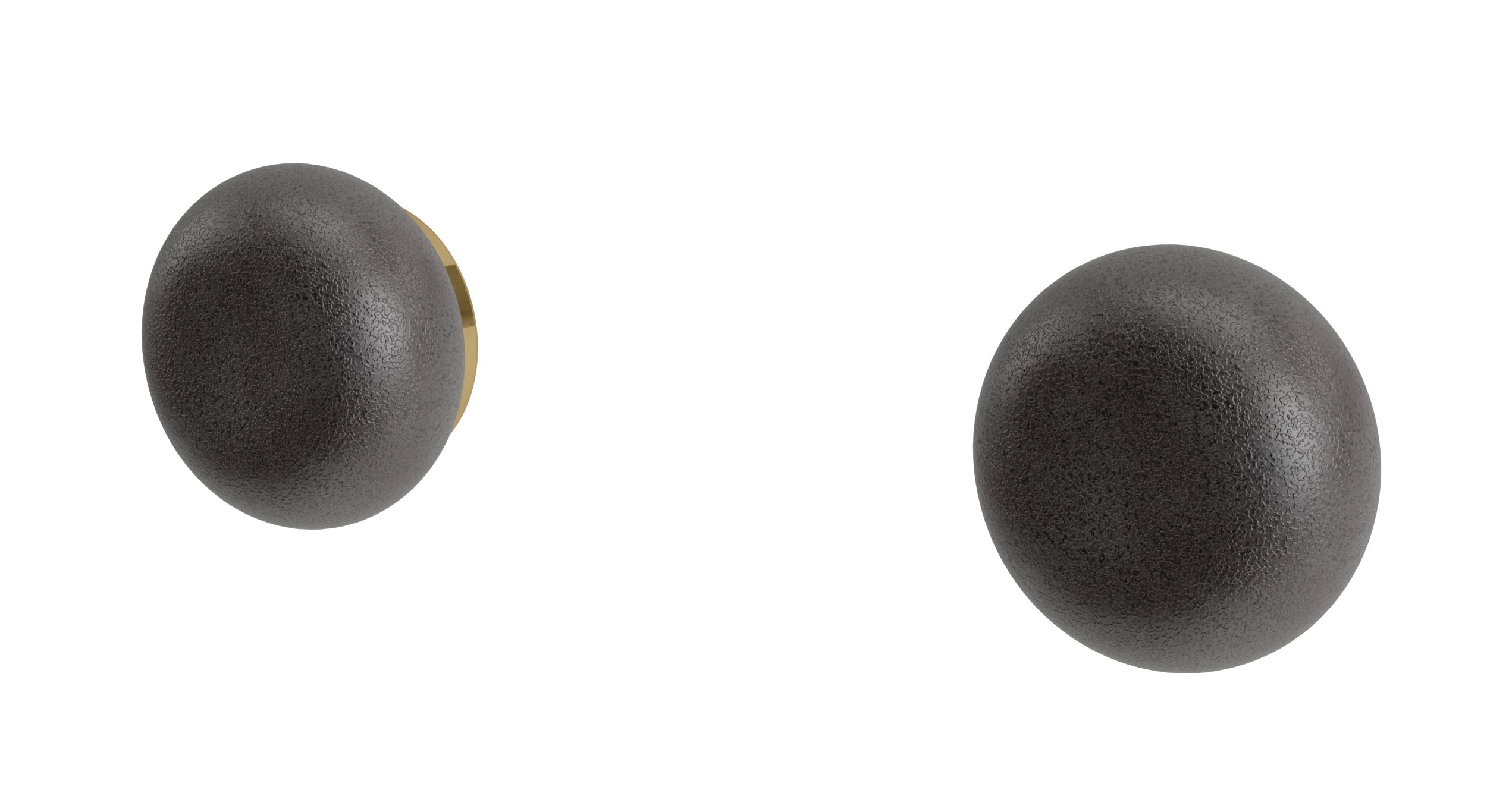Foundry Two Handle Wall Mount Bath Trim with Pebble Ceramic Knob Handles in Uncoated Polished Brass