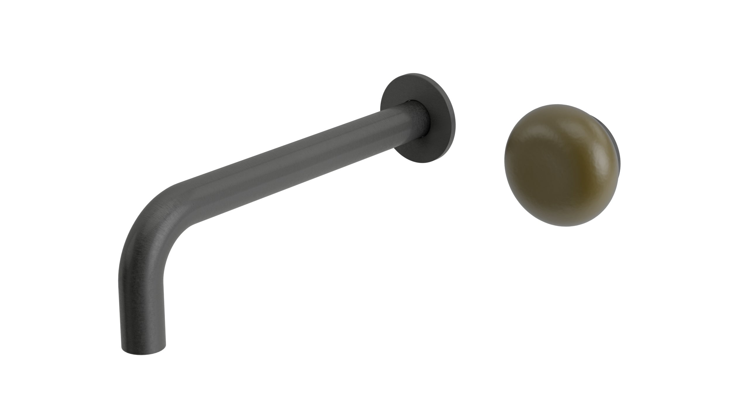 Foundry One Handle Wall Mount 7.5" Lavatory Faucet with Pebble Ceramic Knob Handle in Blackened Nickel