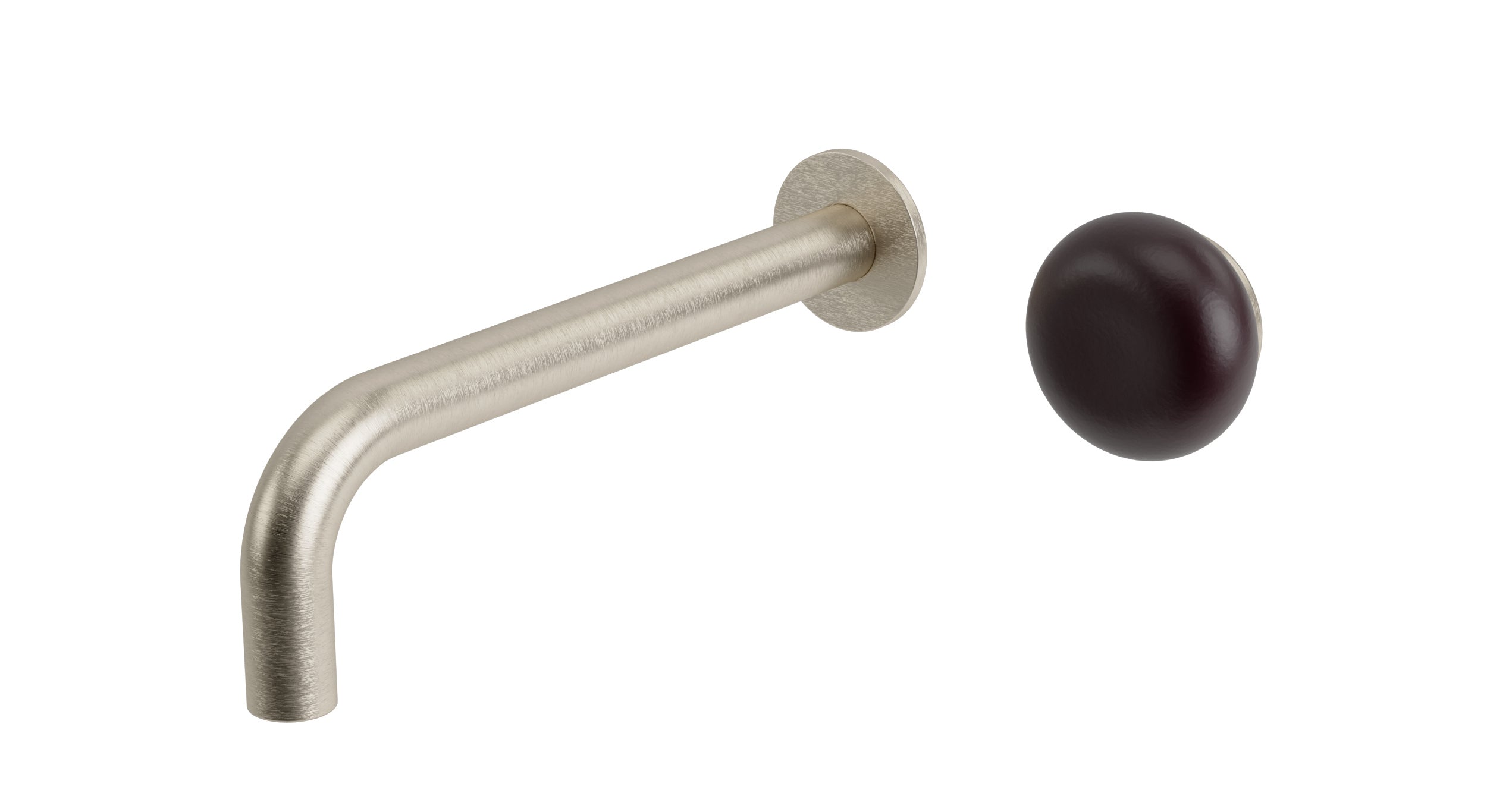 Foundry One Handle Wall Mount 7.5" Lavatory Faucet with Pebble Ceramic Knob Handle in Satin Nickel