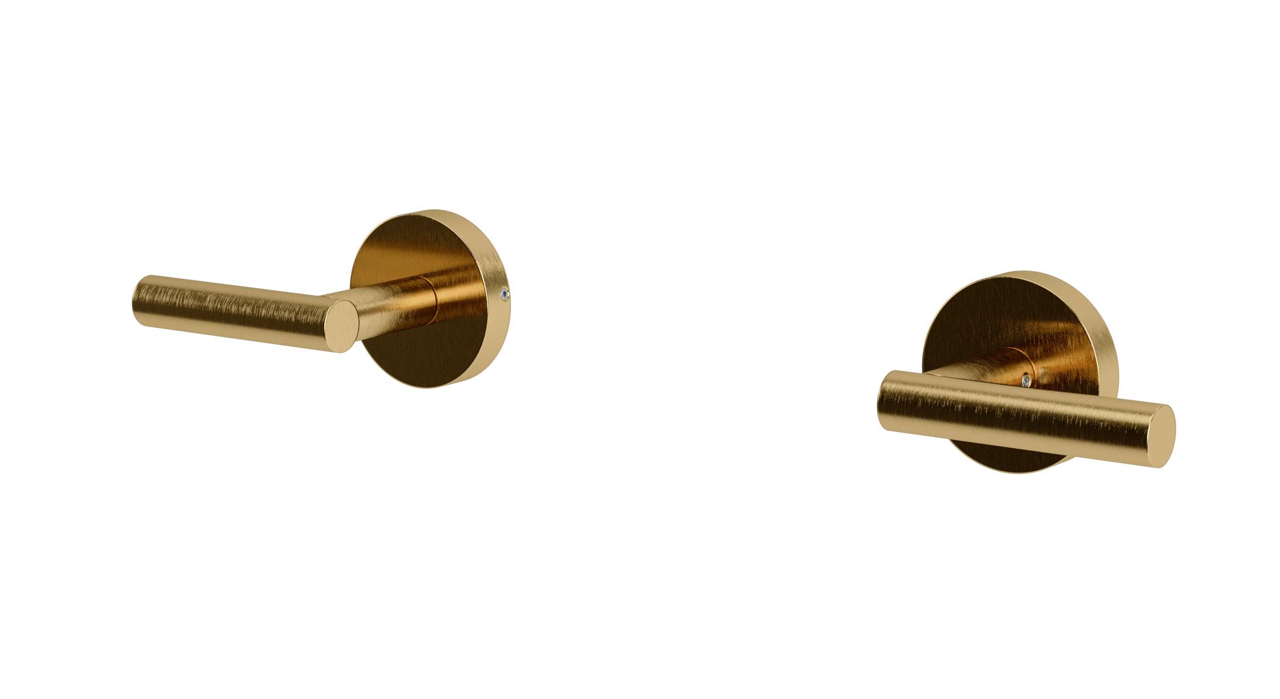 Contour Two Handle Wall Mount Bath Trim with Soft Lever Handles in Satin Brass