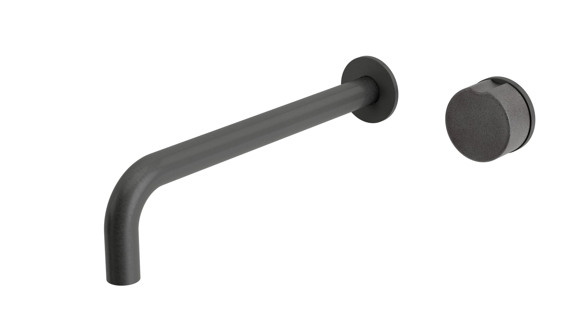 Foundry One Handle Wall Mount 10" Lavatory Faucet with Groove Ceramic Knob Handle in Blackened Nickel